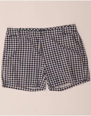 IZOD Womens Chino Shorts US 14 XL W36 Navy Blue Gingham Cotton Streamlined Design
