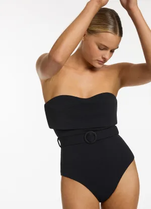 Isla Rib Fold Down Bandeau One Piece - Black Odor control