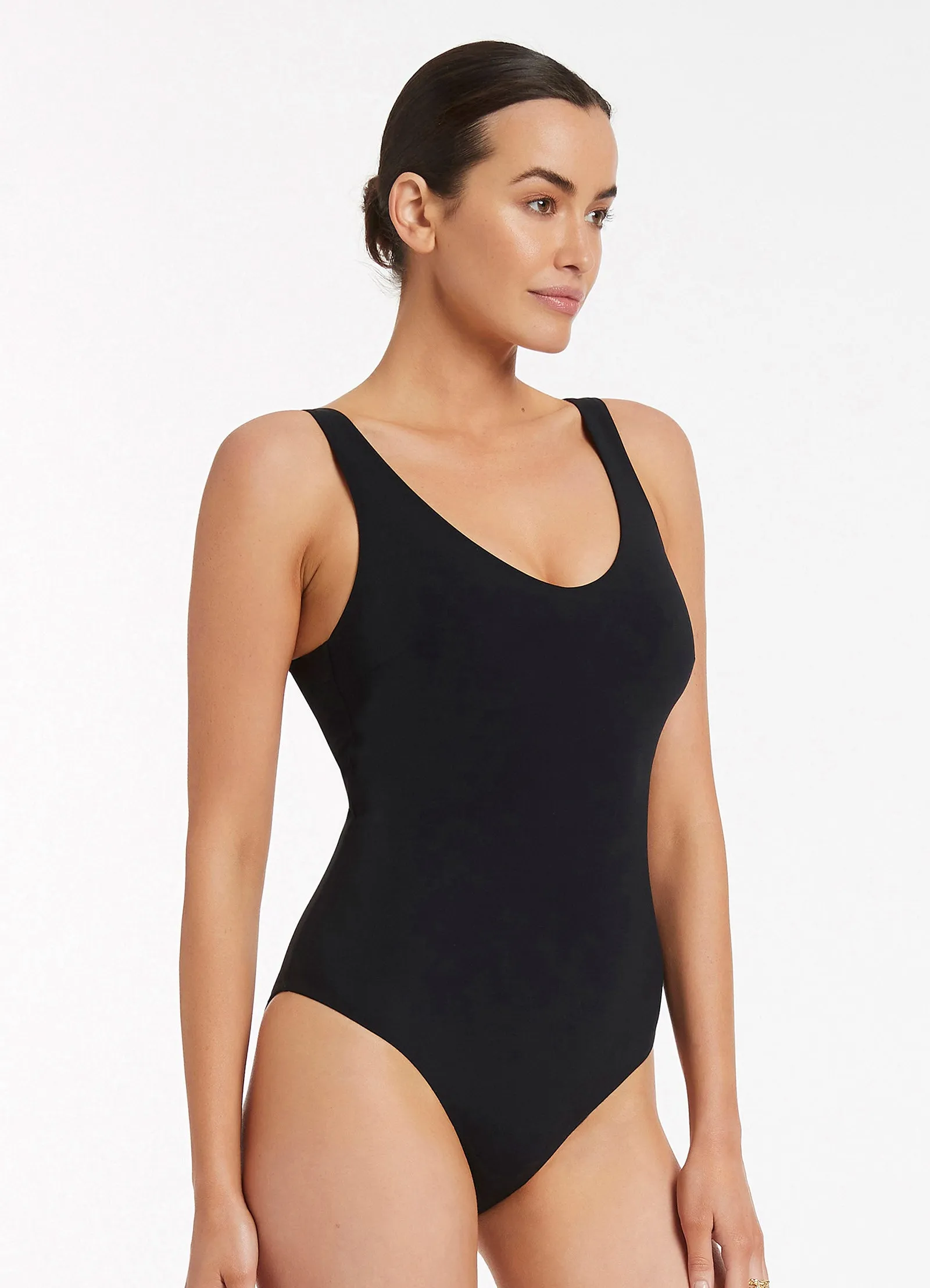 Vacation Wardrobe Relaxing Day Jetset Plunge One Piece - Black