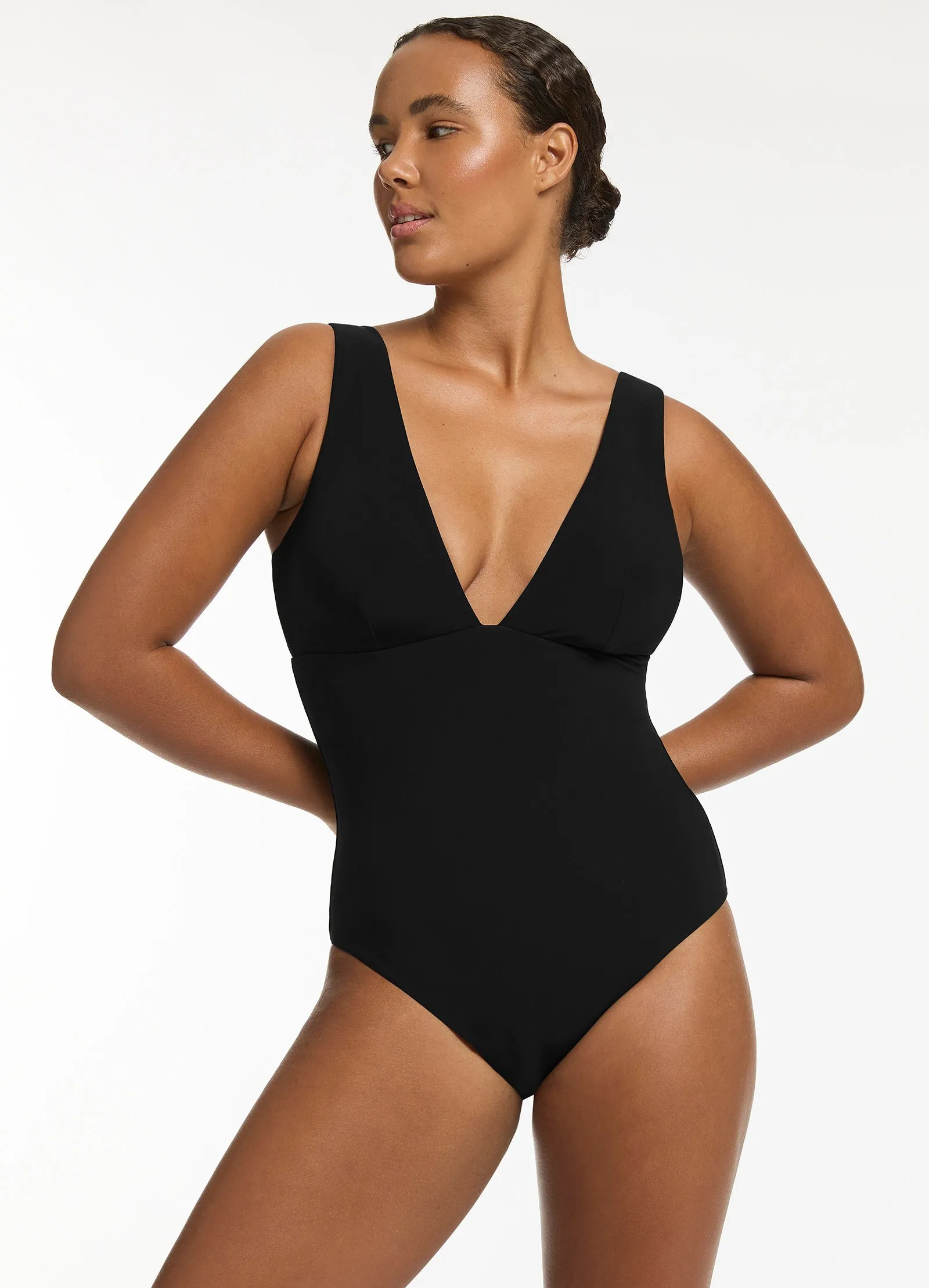 Effortless Style Jetset Plunge One Piece - Black