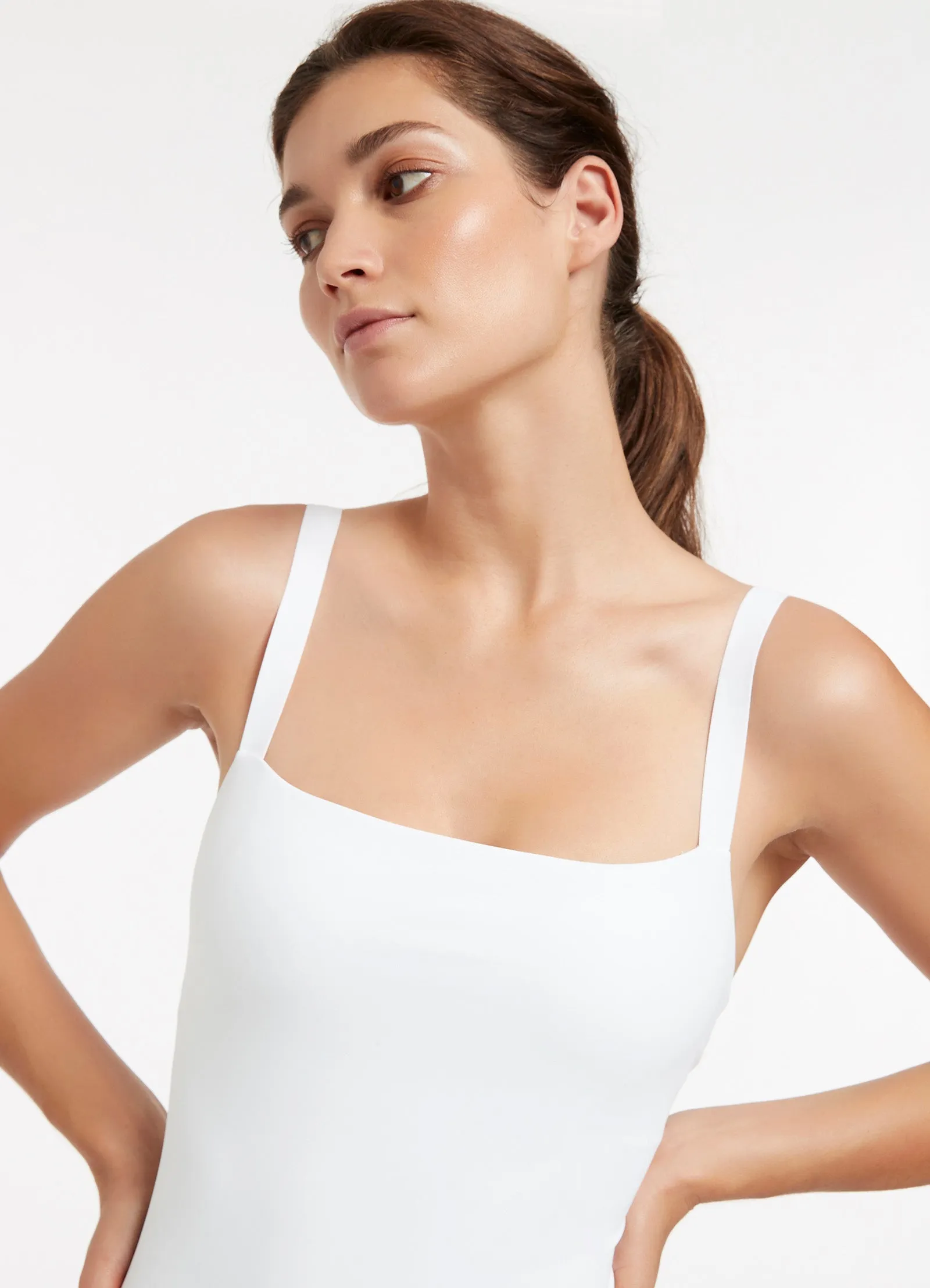 Jetset Square Neck Tank One Piece - White Refreshing Style