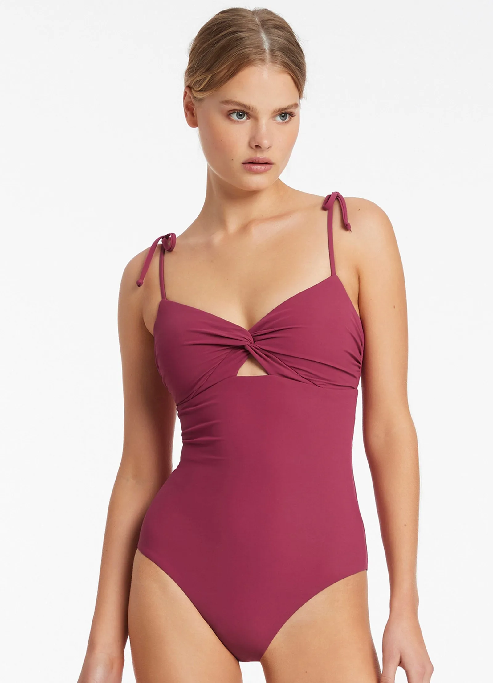 Smooth Lock Zippers Jetset Twist Front One Piece - Orchid