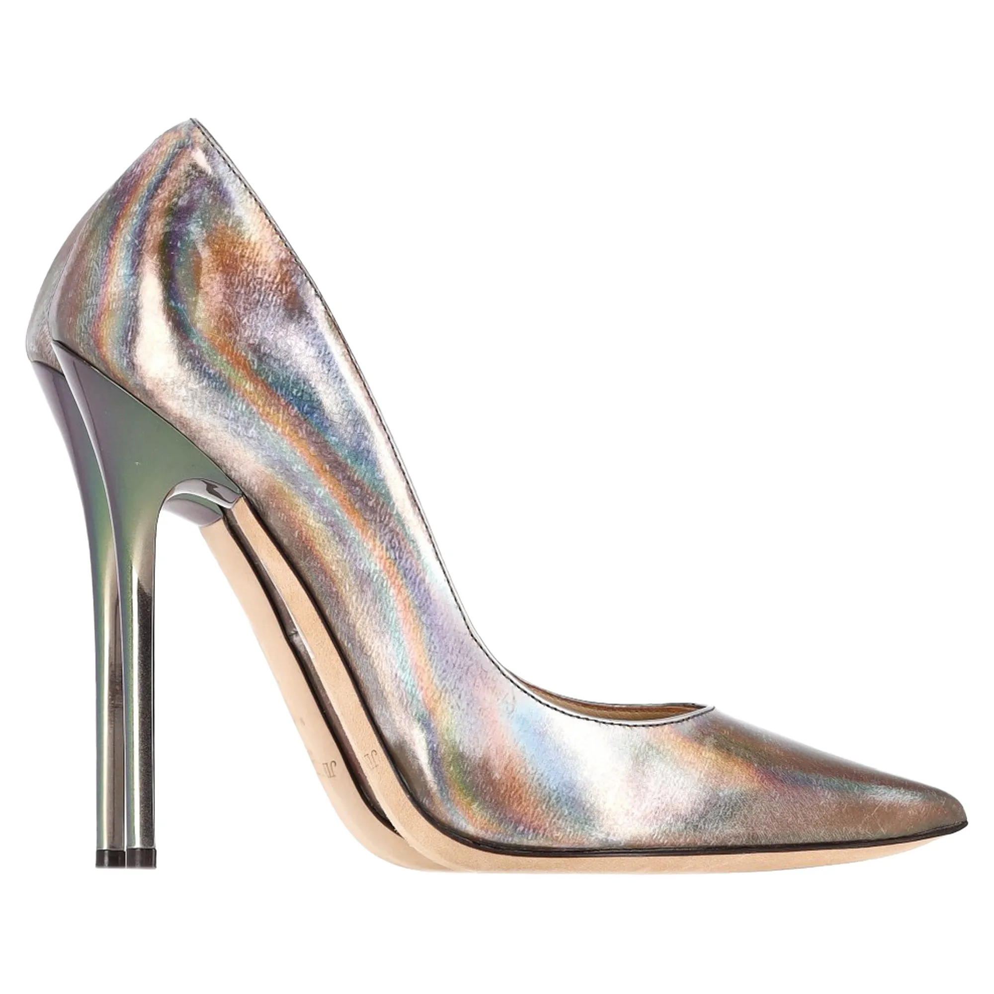 Jimmy Choo Anouk Disco Mirror Pumps in Multicolor Leather Pointed Sandals Evening Ready