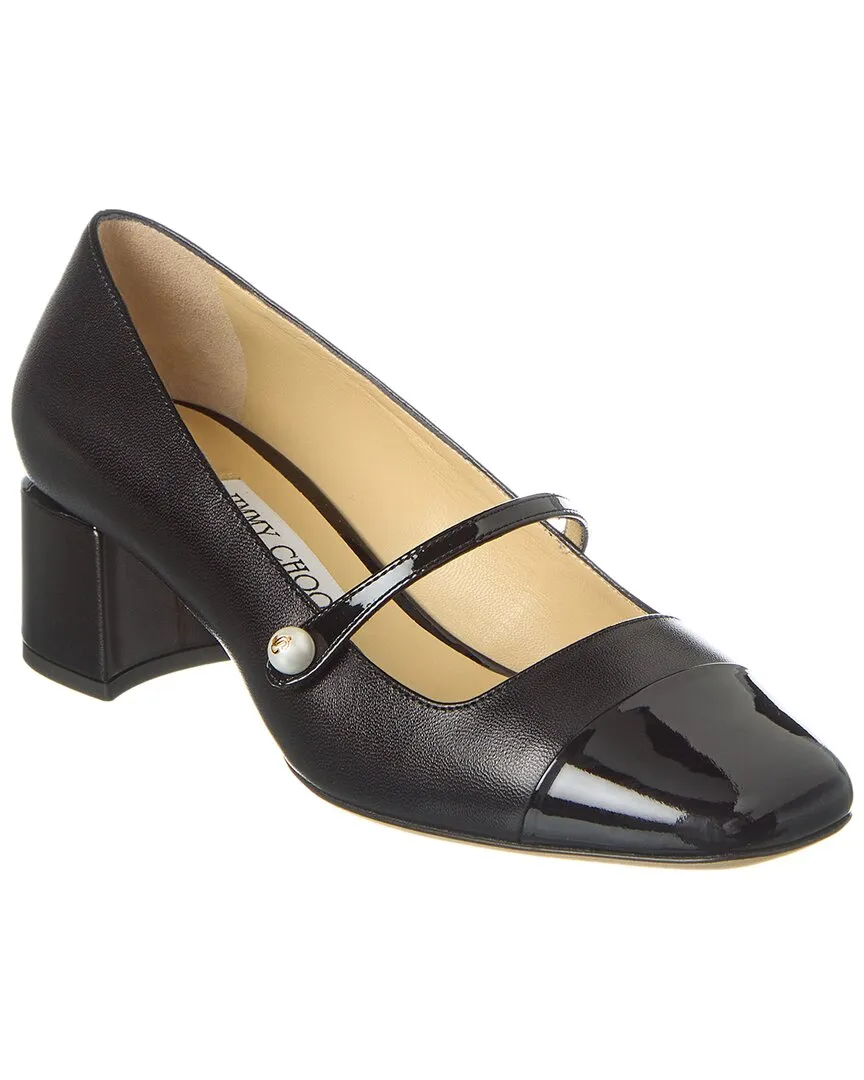 Jimmy Choo Elisa 45 Leather & Patent Pump Pivot Point Street Ready