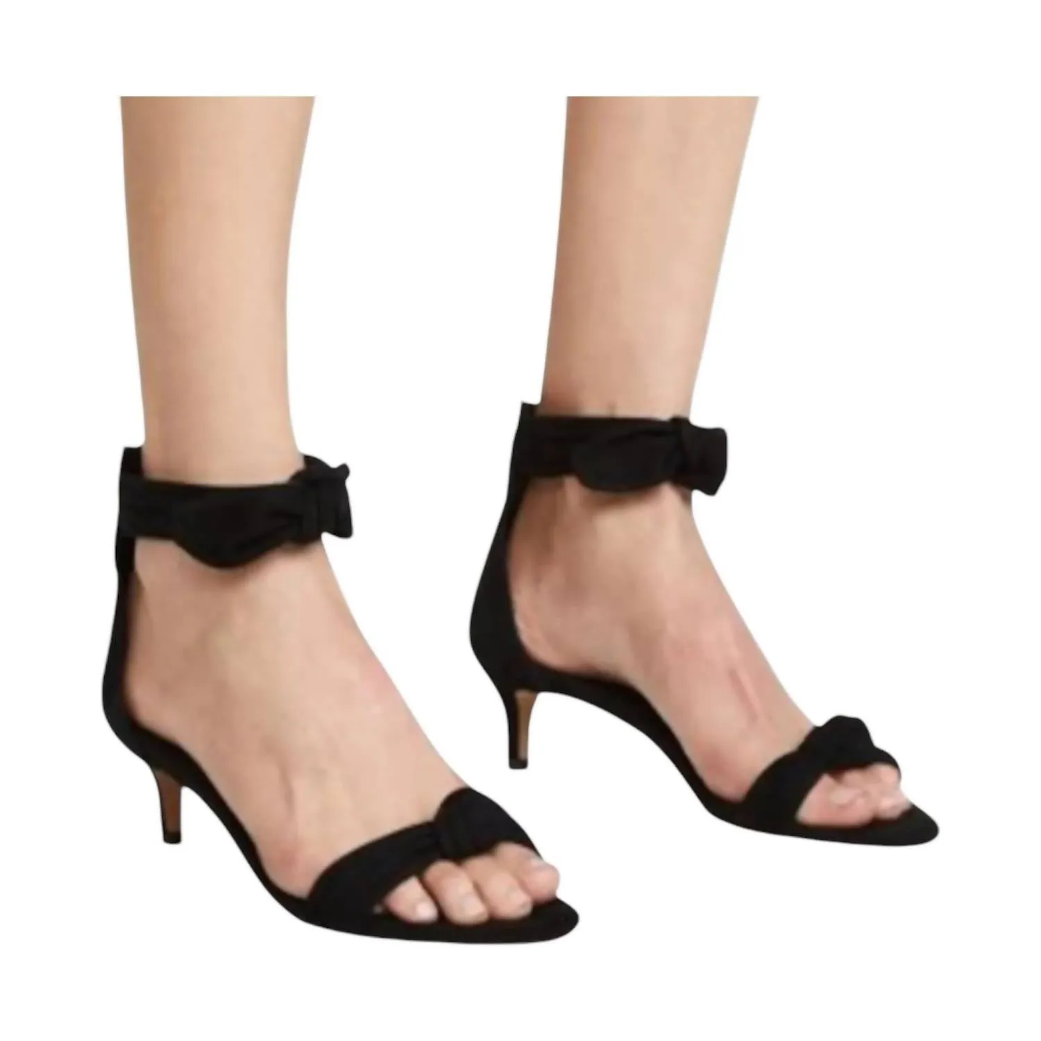 Kaley Suede Bow Tie Kitten Heels In Black Kid Suede Outfit Ready Casual Style