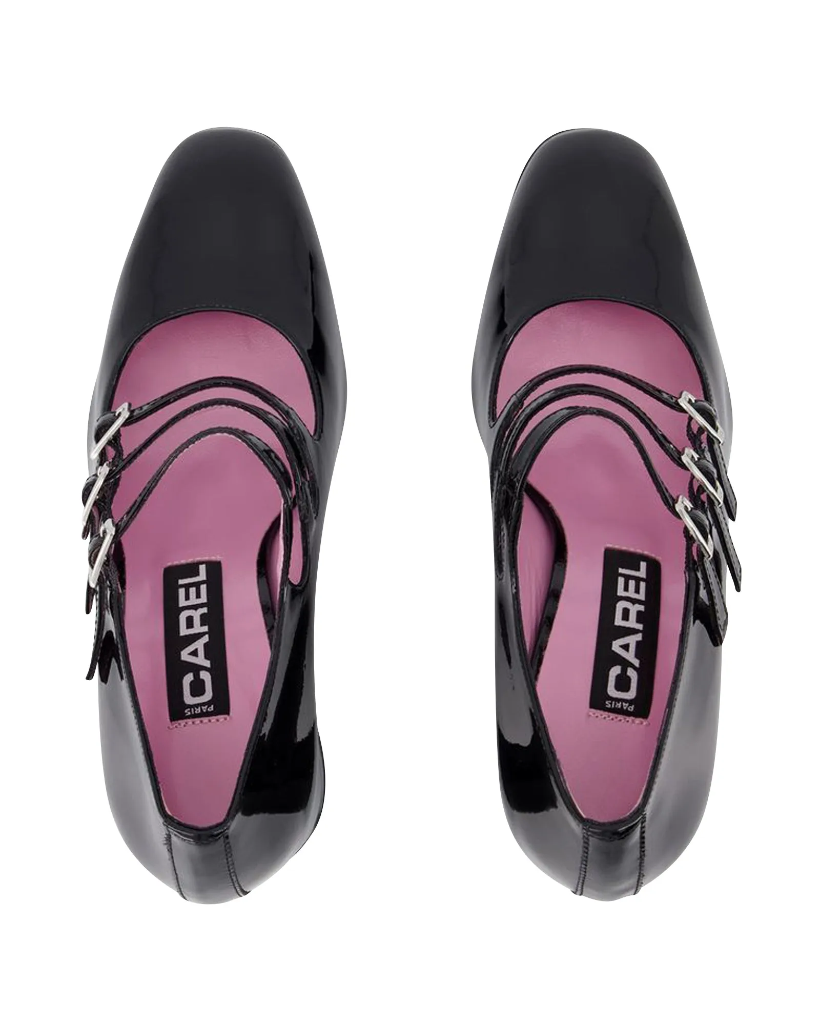 Chunky Heels Autumn Sandals Keel Pumps - Carel - Black - Patent Leather