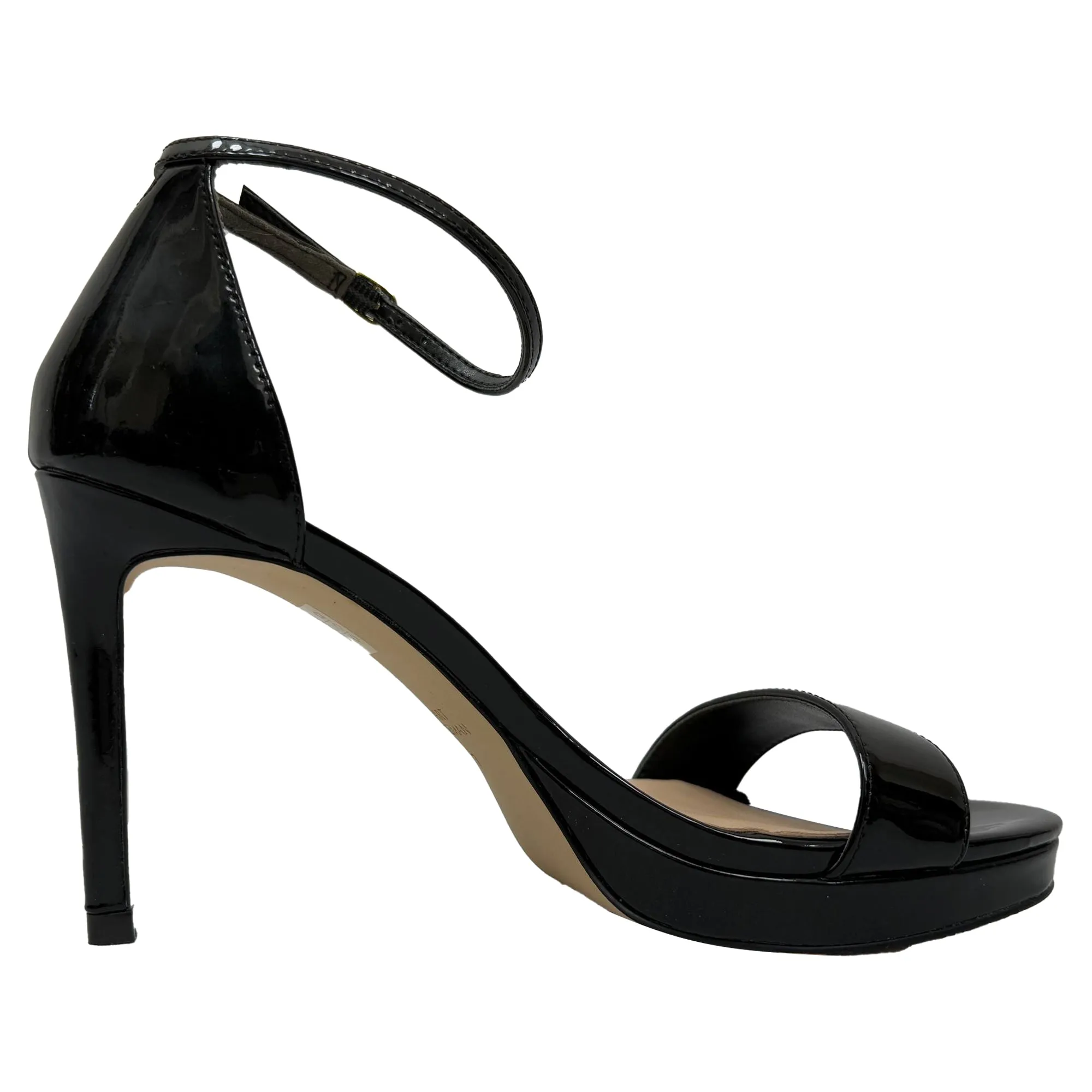 Refined Stuart Weitzman Nudist Platform Sandals in Black Patent Leather