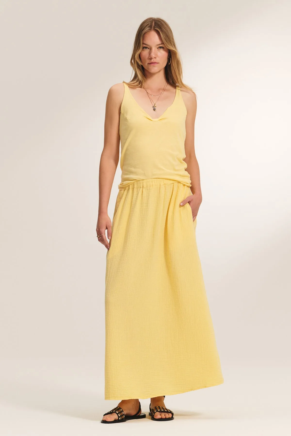 Double Layer Construction Polished Touch CELESTE COTTON GAUZE SKIRT