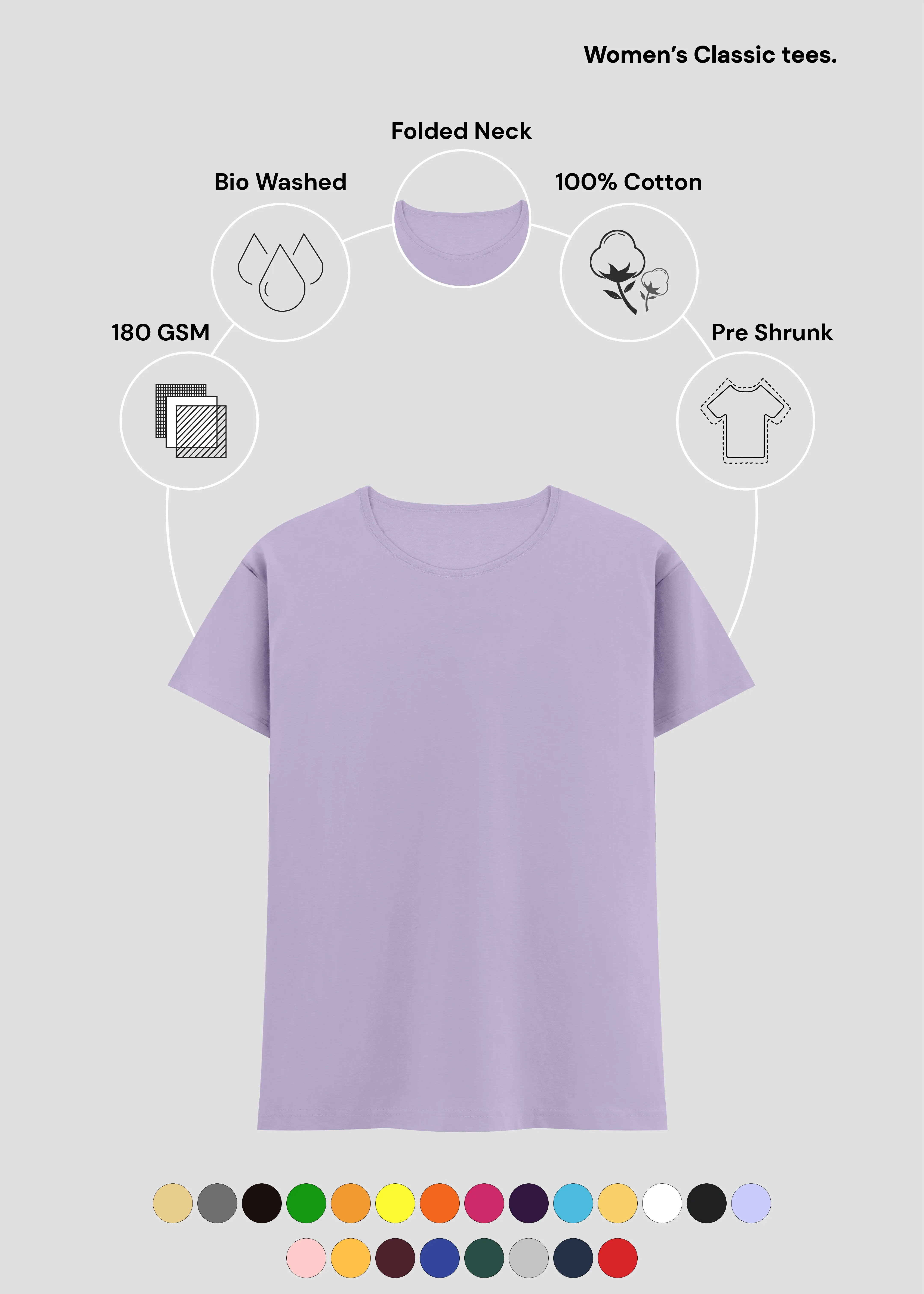 Lavender Women's Classic T-Shirt | FC21 Light Fit Quick-Dry Fabric