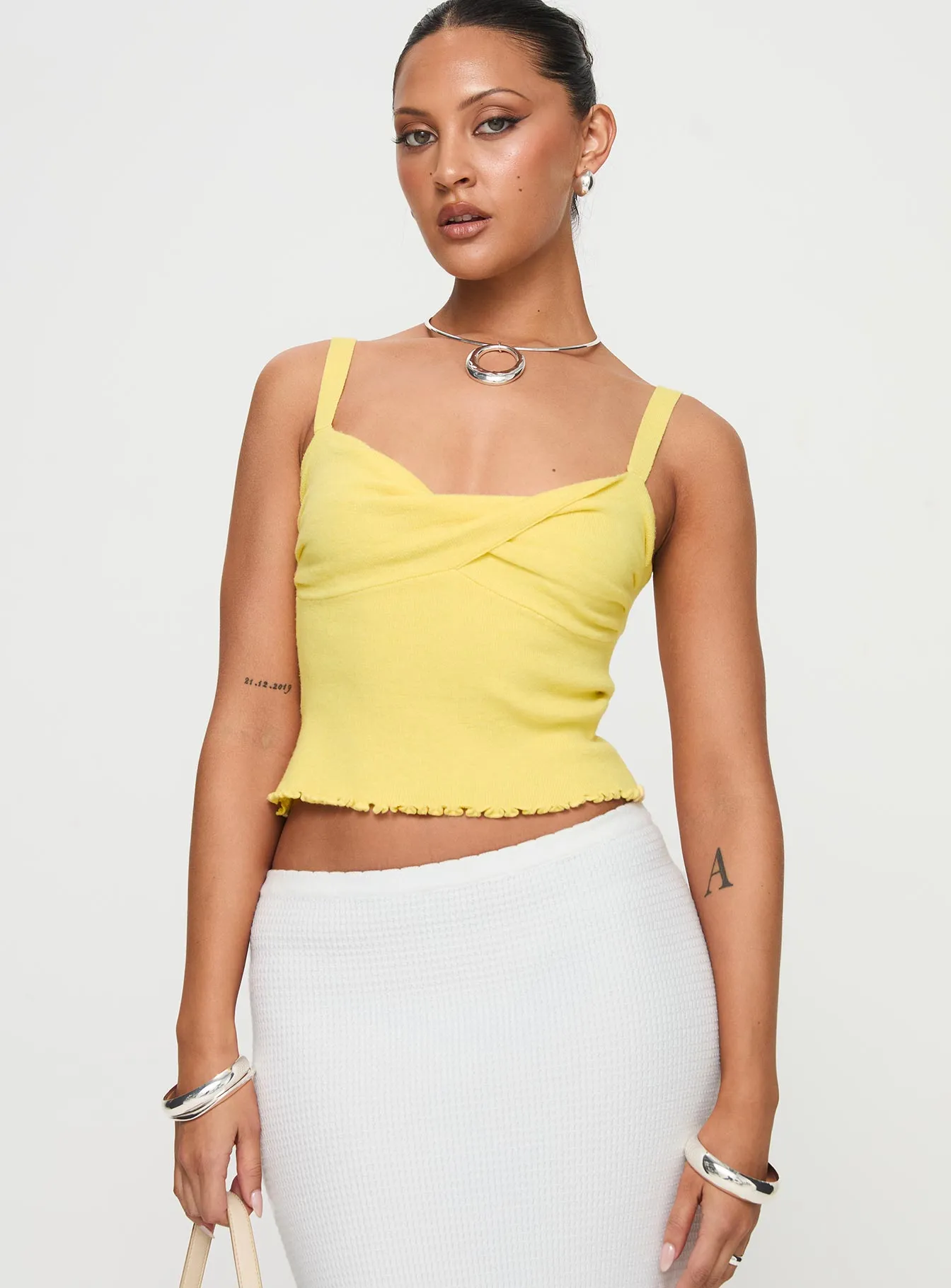 Dalma Twist Top Yellow Breathable mesh Durable Fabric Blend