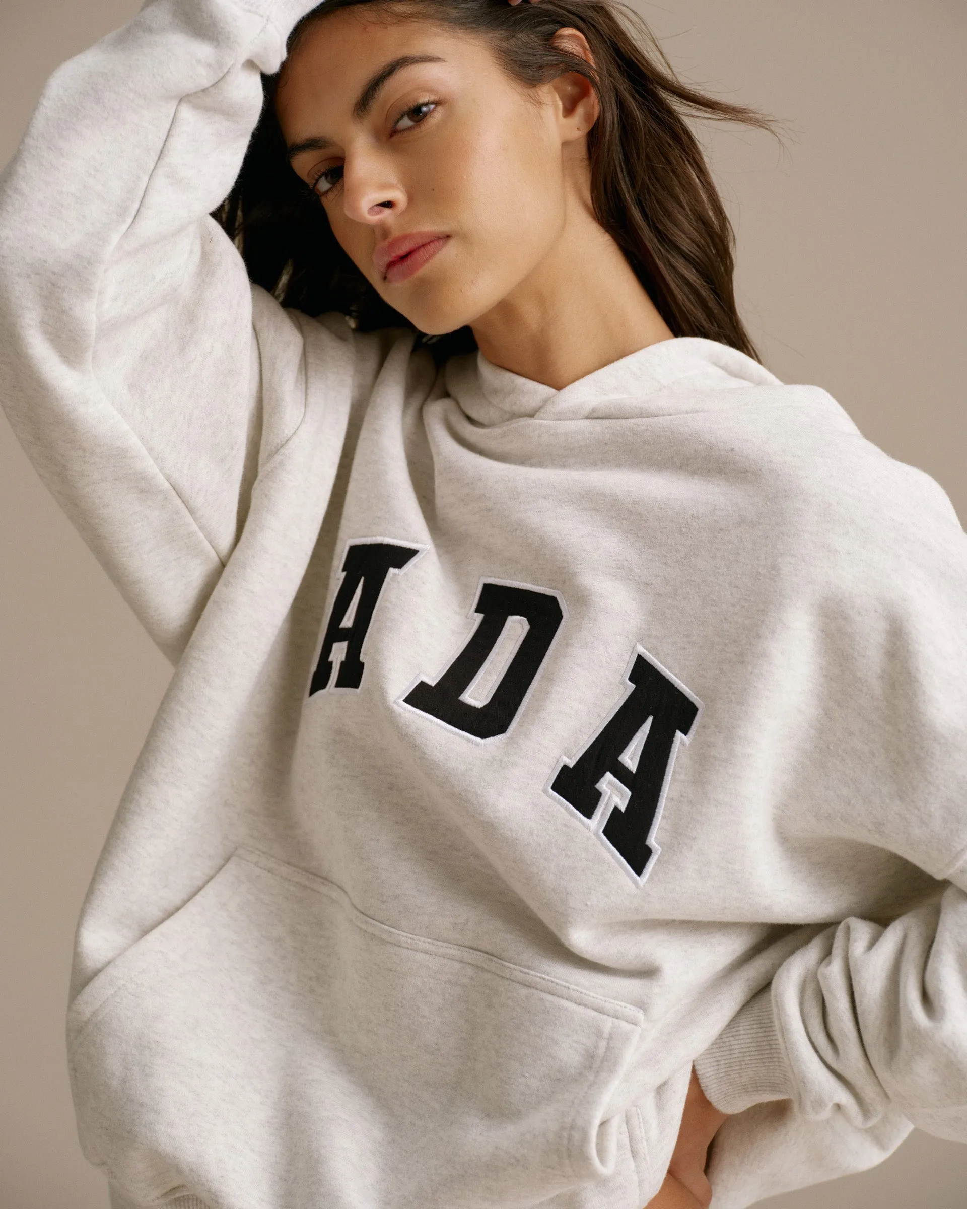 ADA Oversized Hoodie - Light Grey Melange Cold Weather