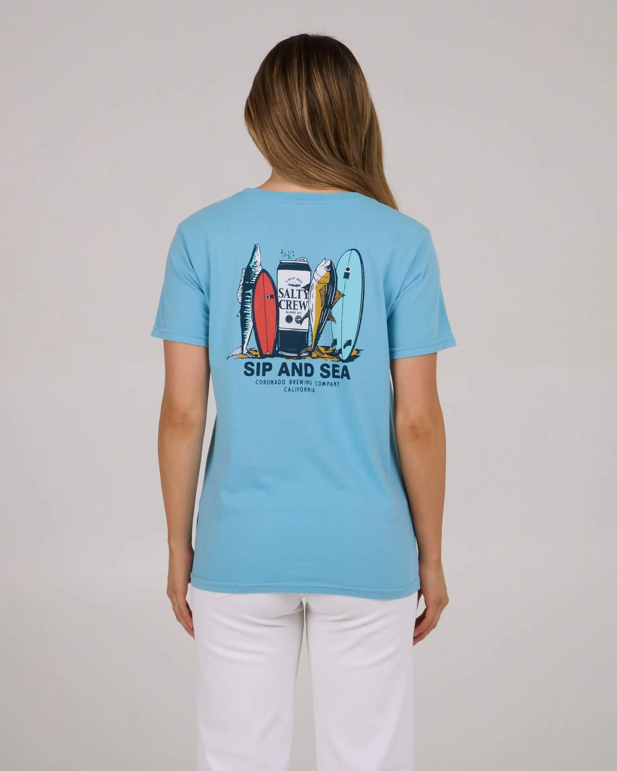 Sip And Sea B.f Tee - Lagoon Blue Athletic and Cool