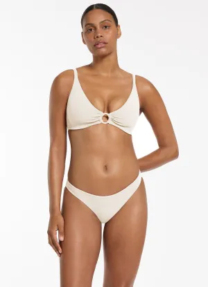 Isla Rib Hipster Bikini Bottom - Cream Low Profile Padding Adjustable Straps