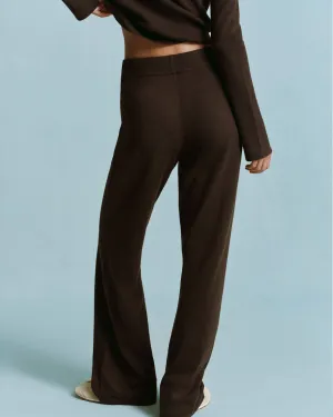 Move Comfort Comfy Design Knit Straight Leg Trousers - Coffee Bean
