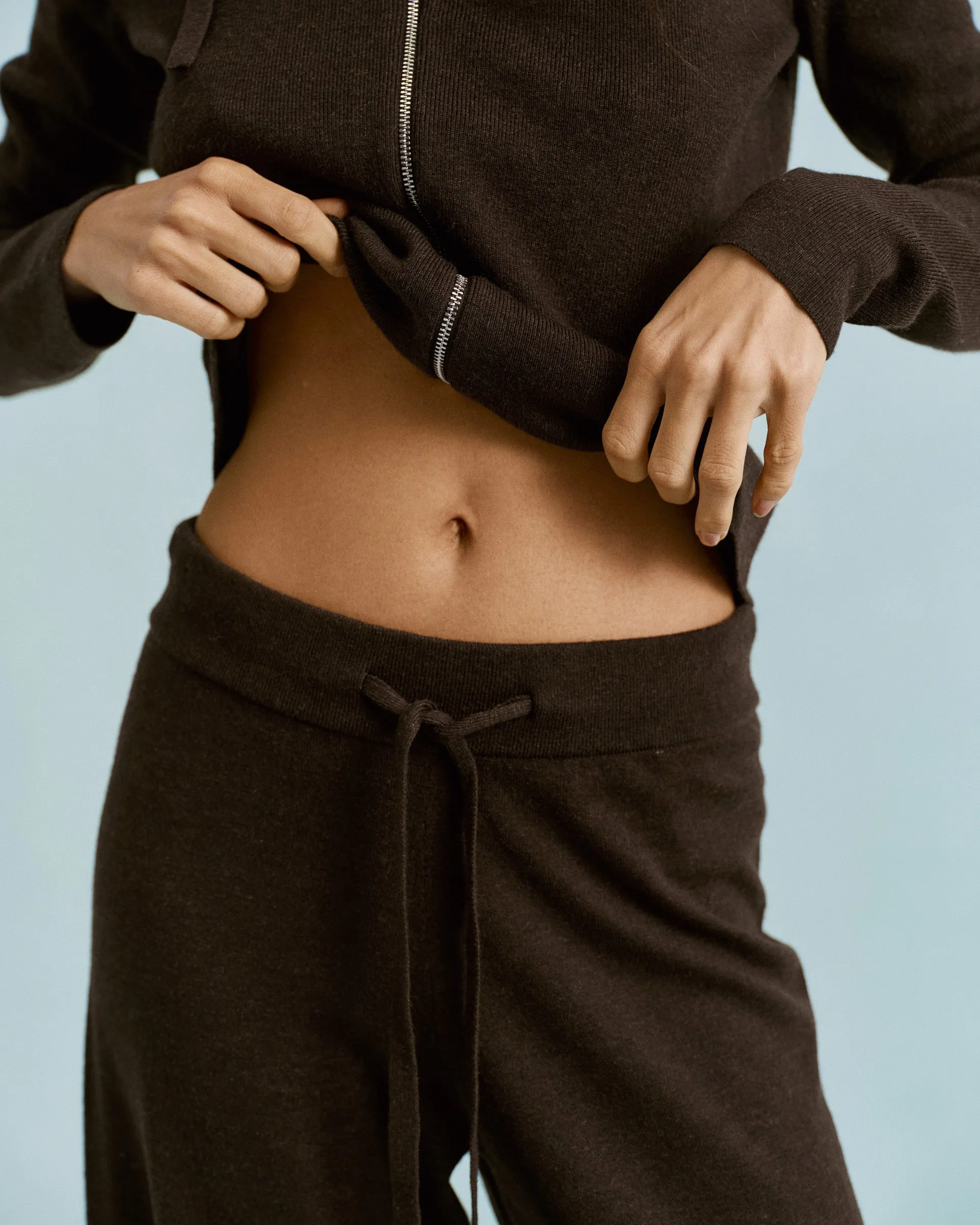 Perfect Silhouette Knit Straight Leg Trousers - Coffee Bean