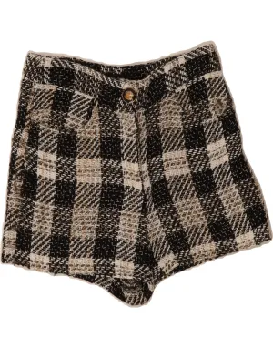 Fitted Silhouette ZARA Womens High Waist Casual Shorts XS W27 Black Check Cotton