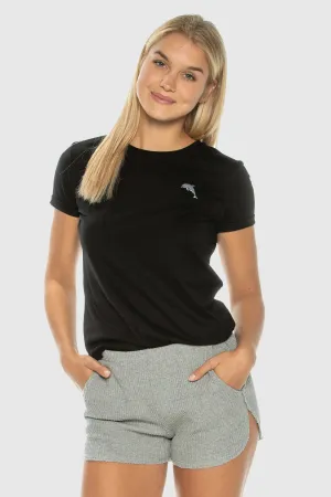 Flipper Embroidery Tee Stylish Wearable StretchFabric