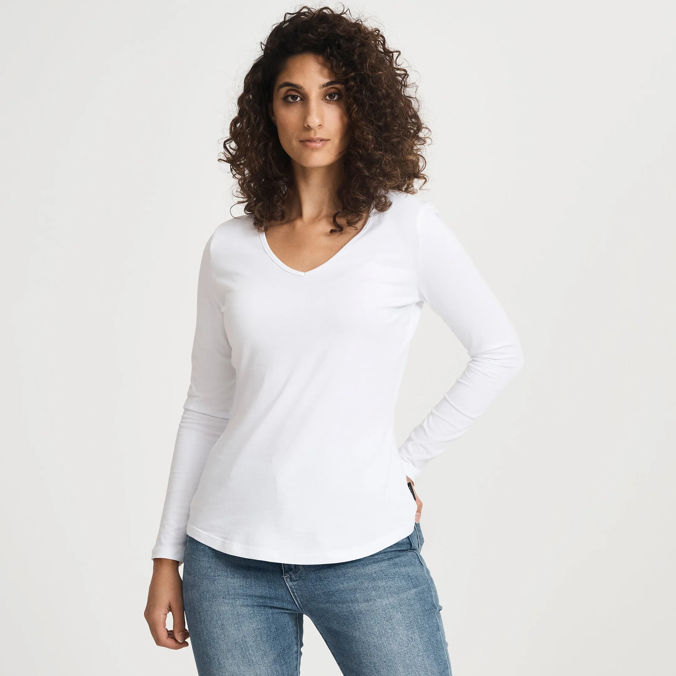 Anti-static Cotton LS V-Neck Tee