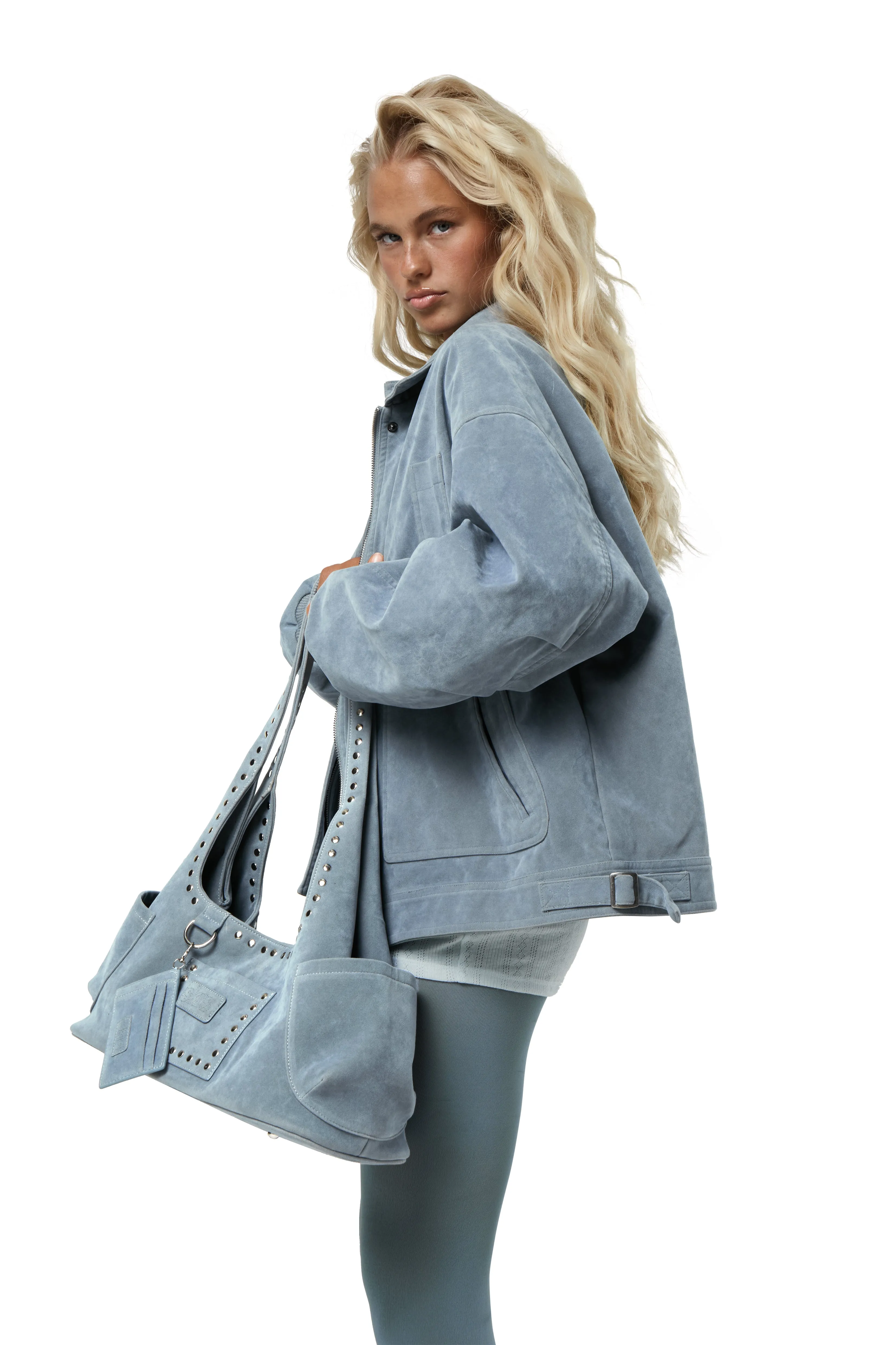 Comfortable Urban Piece Casual Comfy Layer Martha Faux Suede Jacket in Blue