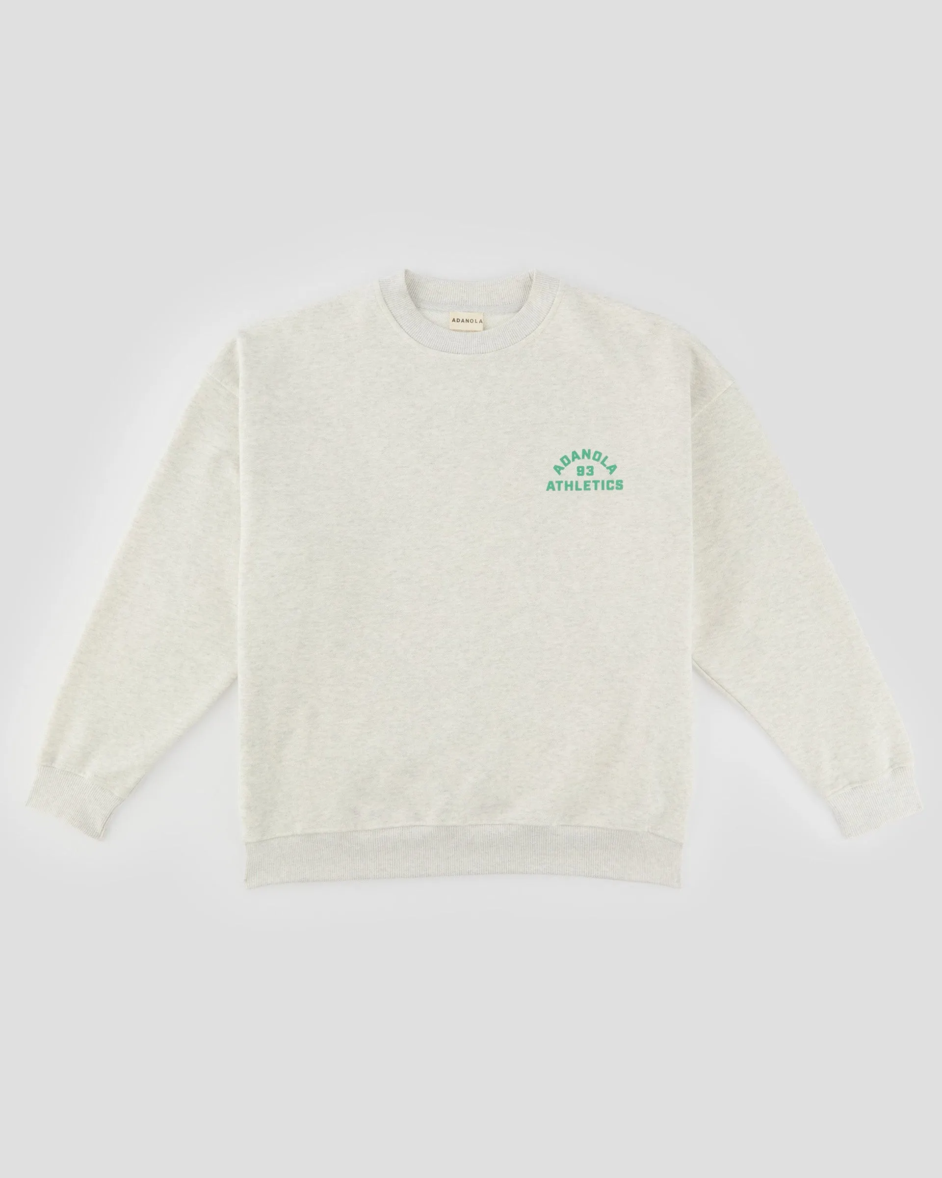 Popular Campus Oversized Sweatshirt - Light Grey Melange/Jade Green