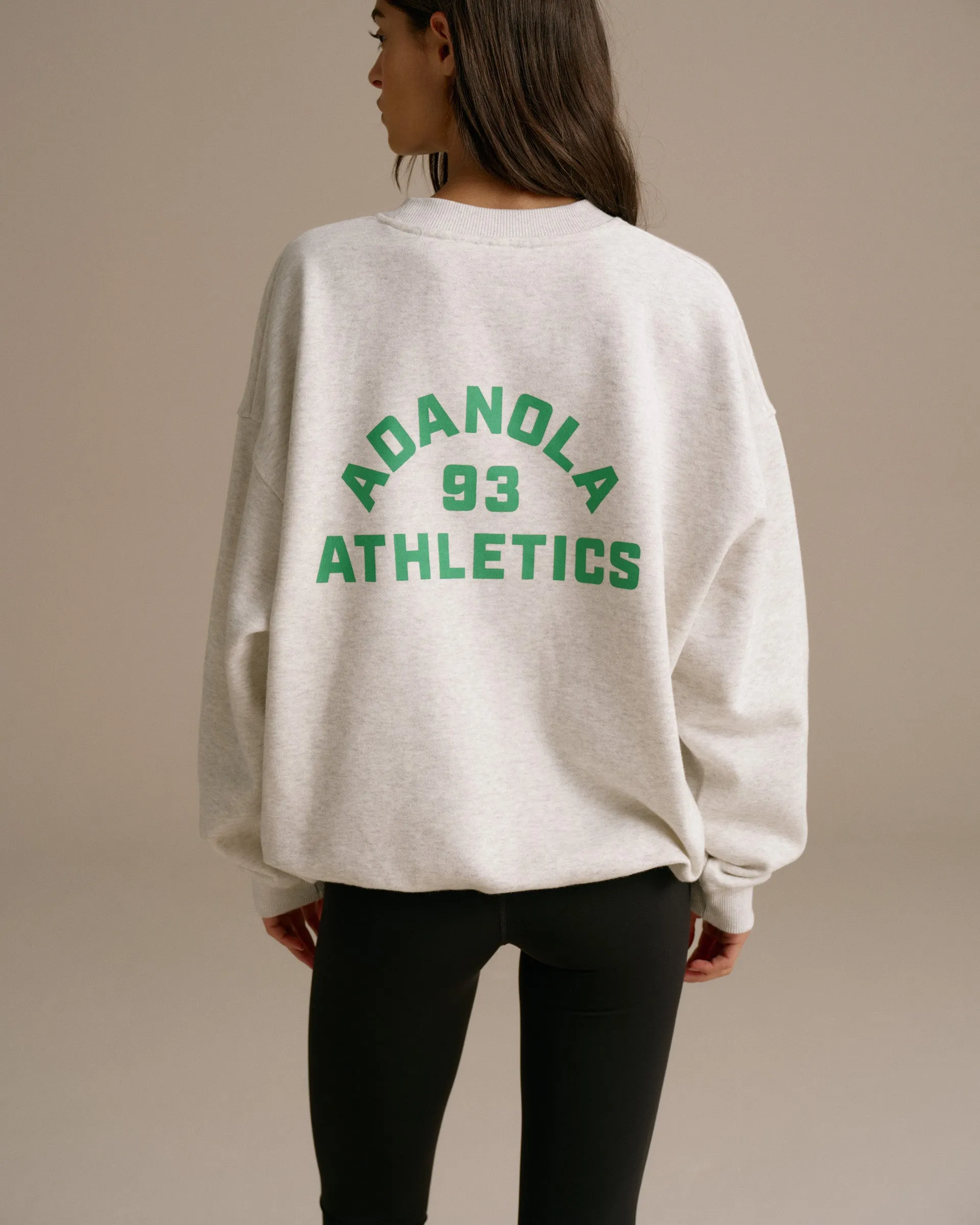 Campus Oversized Sweatshirt - Light Grey Melange/Jade Green Street Comfort Chic Design