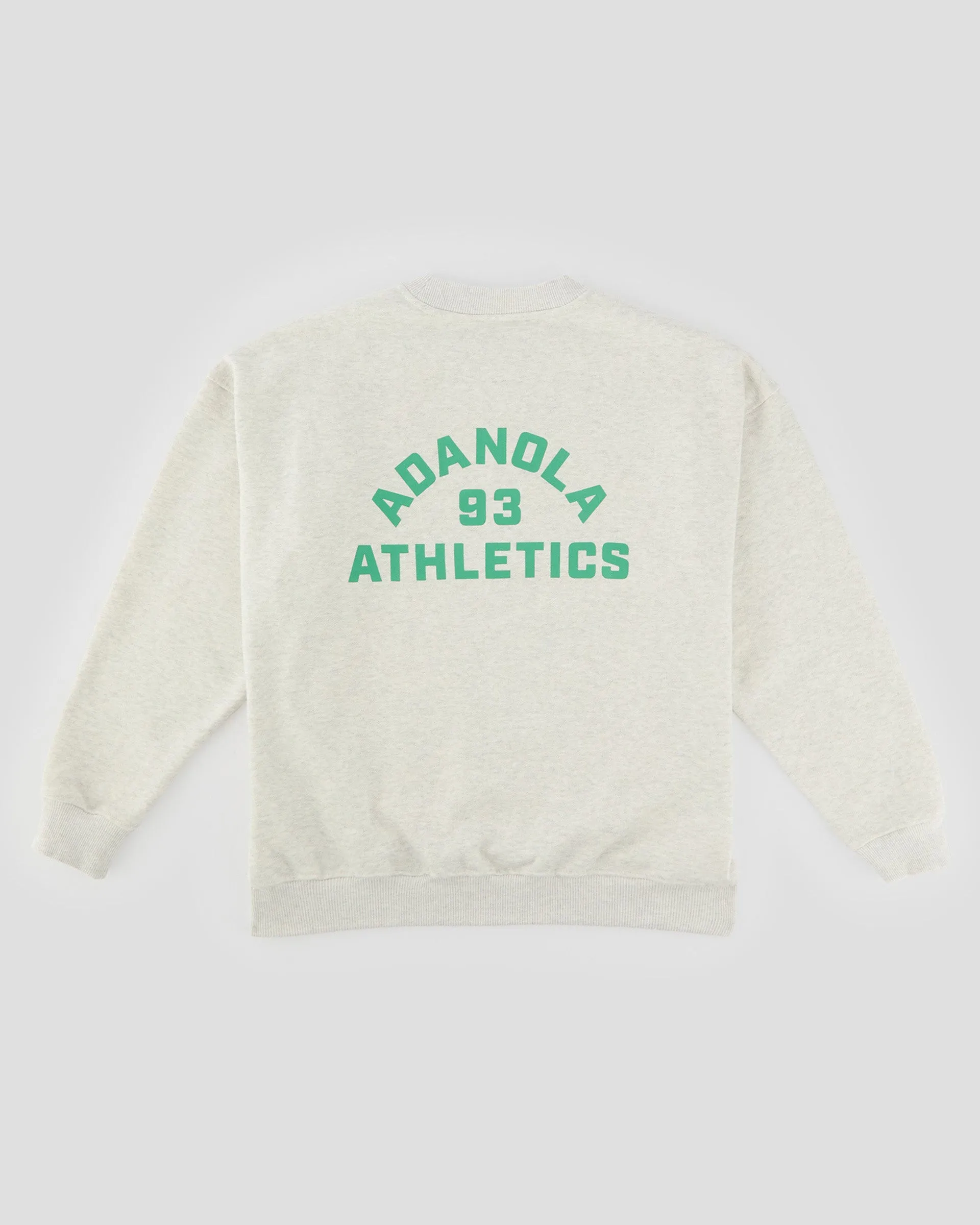 Campus Oversized Sweatshirt - Light Grey Melange/Jade Green product tag identification foldable