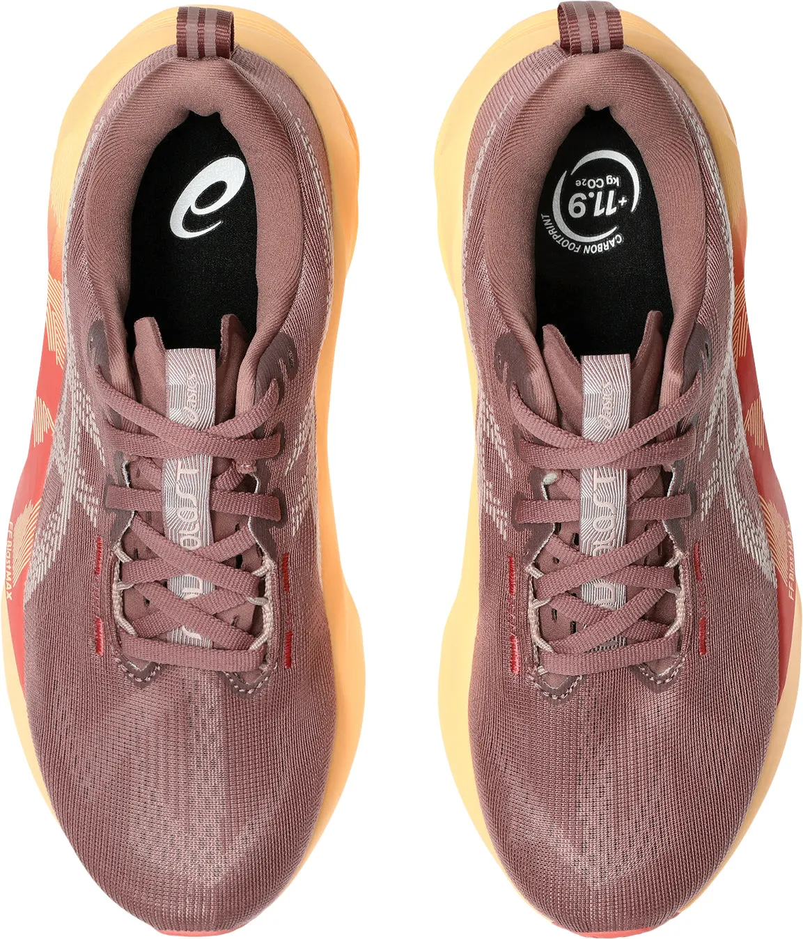 running on a rubber track shoes Heel To Toe Transition Asics NovaBlast 5 Womens Running Shoes - Red