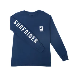 Stone Wash Process harmonious Logo Long Sleeve Shirt (Navy)