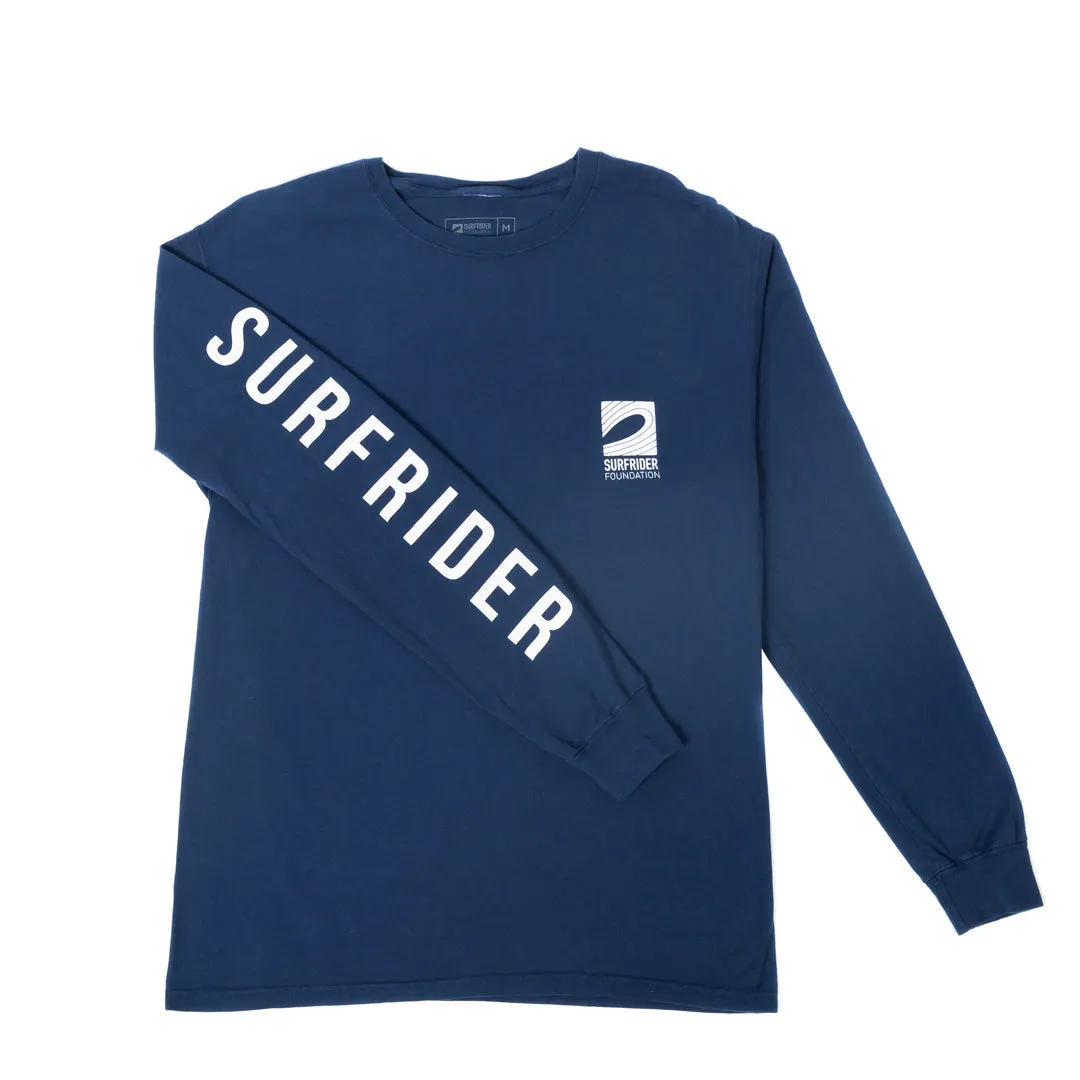 Stone Wash Process harmonious Logo Long Sleeve Shirt (Navy)