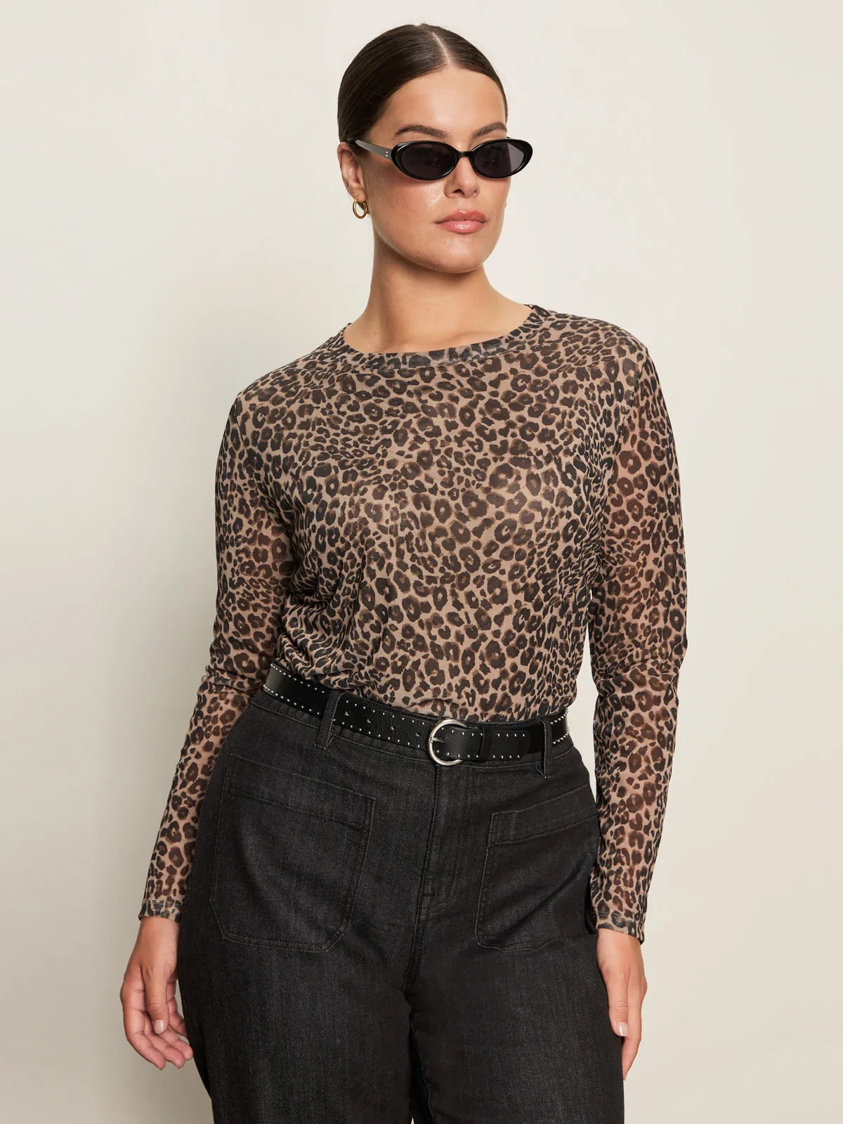 Street Style Trend Tagless Comfort Long Sleeve Perfect Mesh Tee French Kitty Extended Sizing