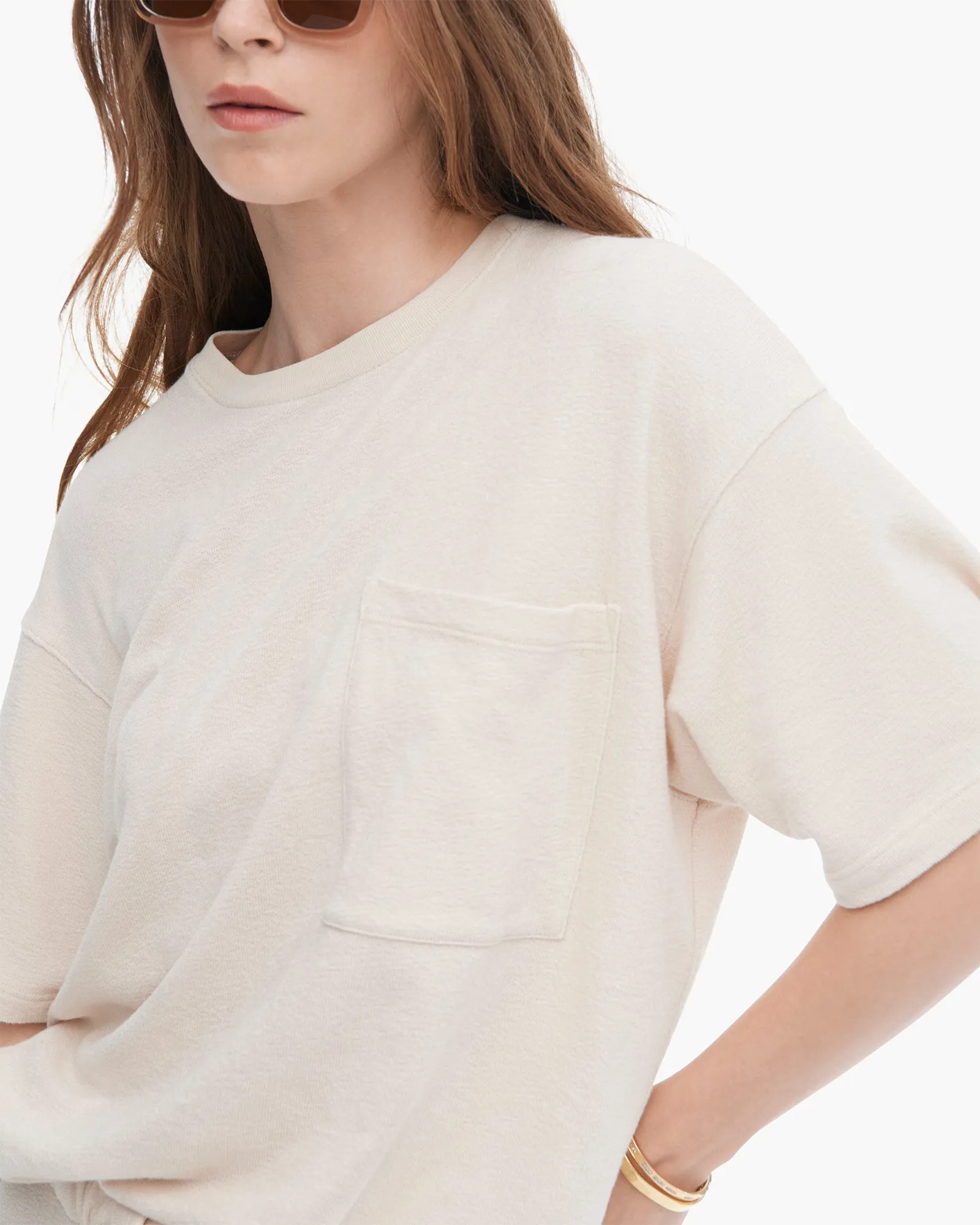 Loop Front Jersey Oversized Pocket Tee - Faded Dune Relaxed Style