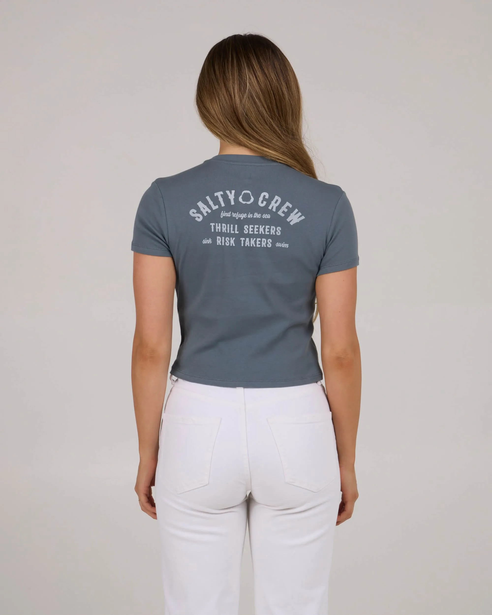 Night Bite Baby Tee - Fin Blue Wrinkle-Free Sustainable Packaging