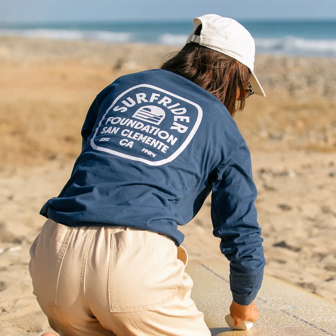 Breathable Active Wear TexturedWeavePattern Retro Badge Long Sleeve Tee