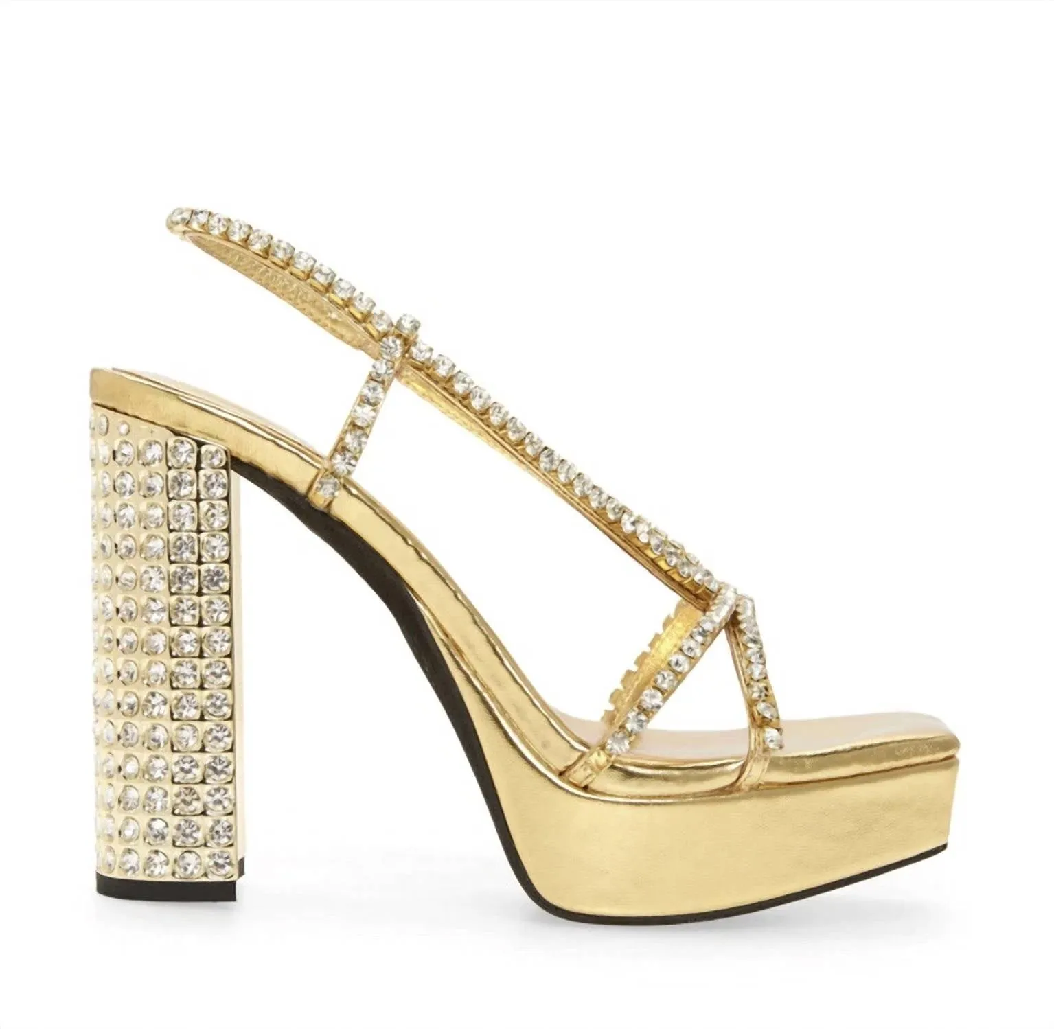Fashion Heels for Party Women's Embellished Sling Back Platform Sandal In Nuite Gold