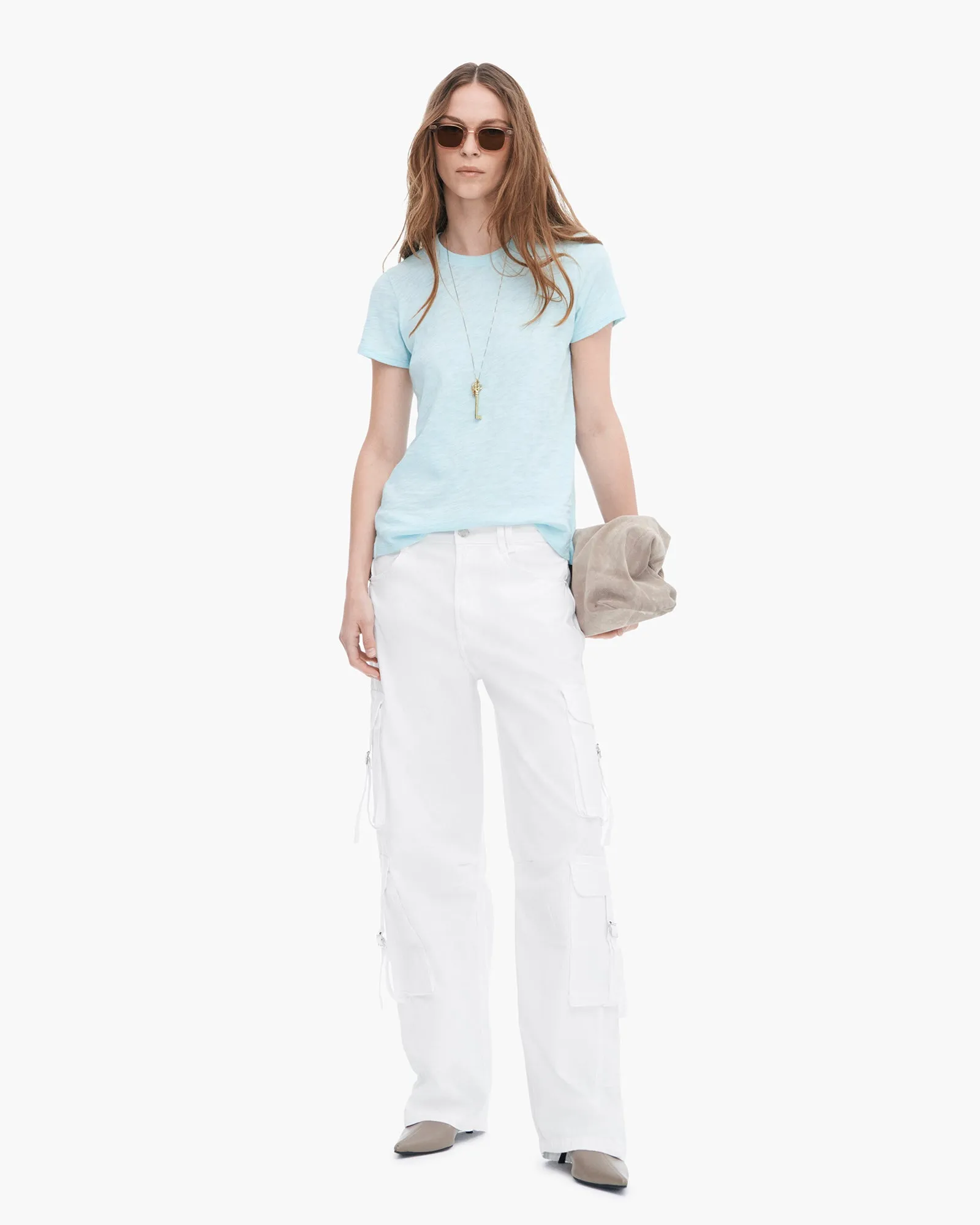 Outdoor Comfort Style Minimal Look Slub Jersey Schoolboy Short Sleeve Crew Neck Tee - Ocean Blue