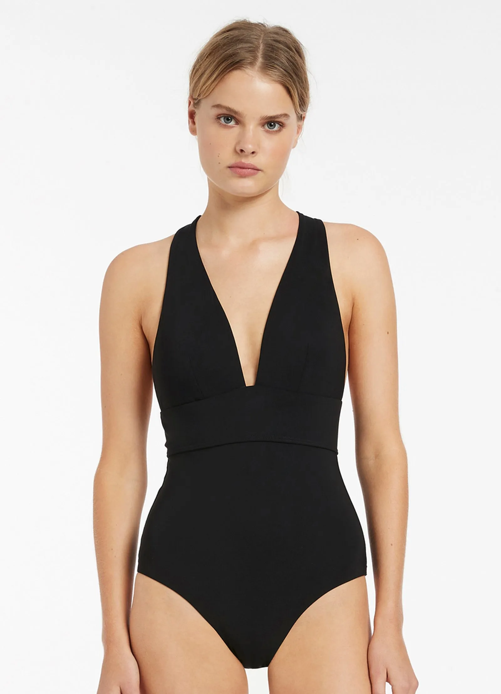 Jetset Plunge Tie Back One Piece - Black Summer Break