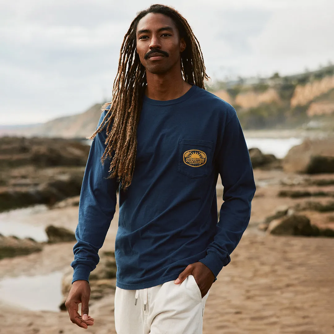 Holdfast Long Sleeve Pocket Tee Easy Wear Look Ribbed Collar Trim