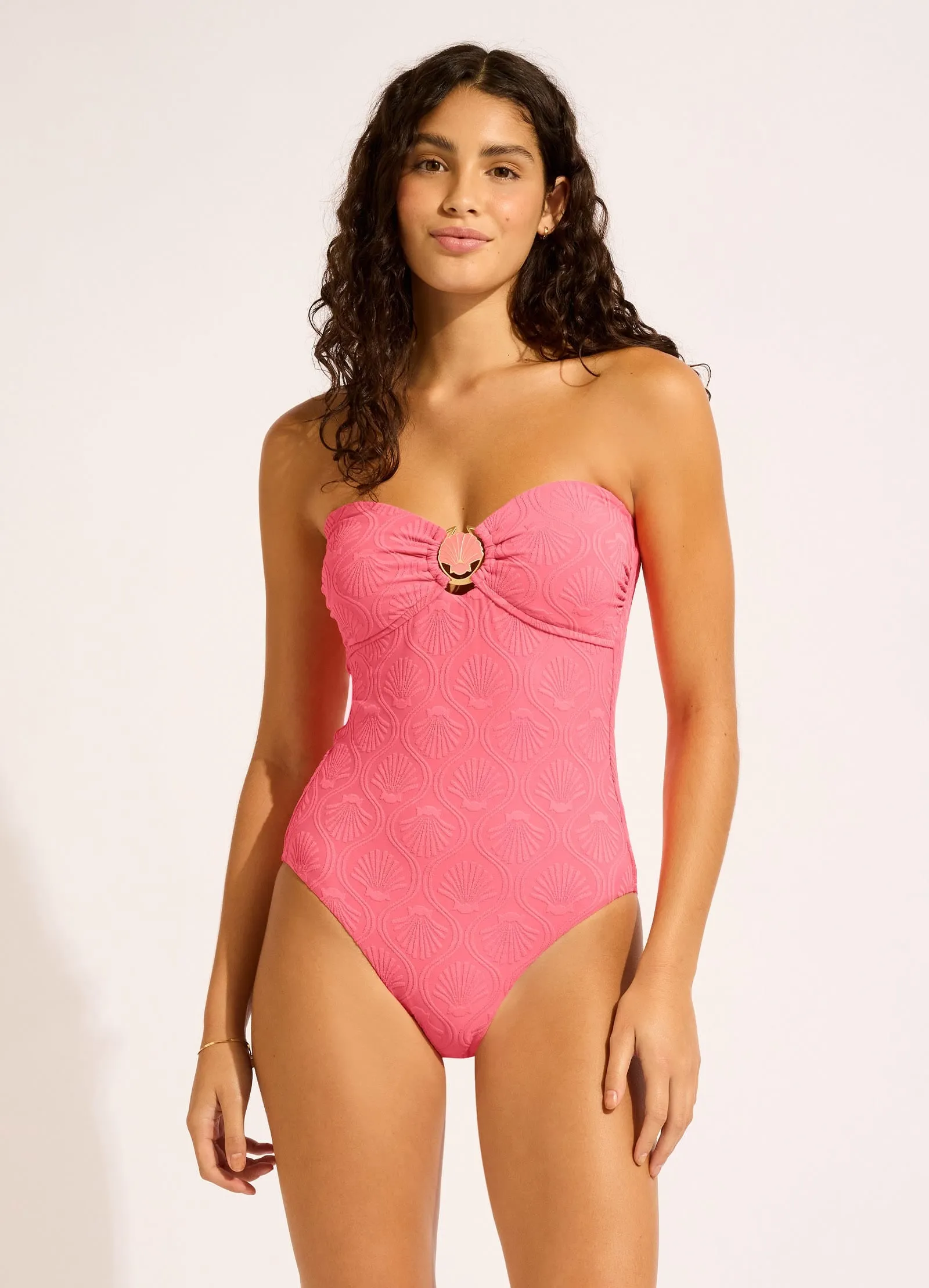 Luna Ring Front Bandeau One Piece Swimsuit Waterproof Wear Flattering Cut