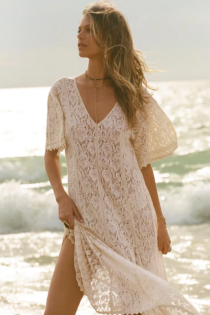 Lux Lisbon Lace Handkerchief Dress Vibrant Tone Sleek Feel