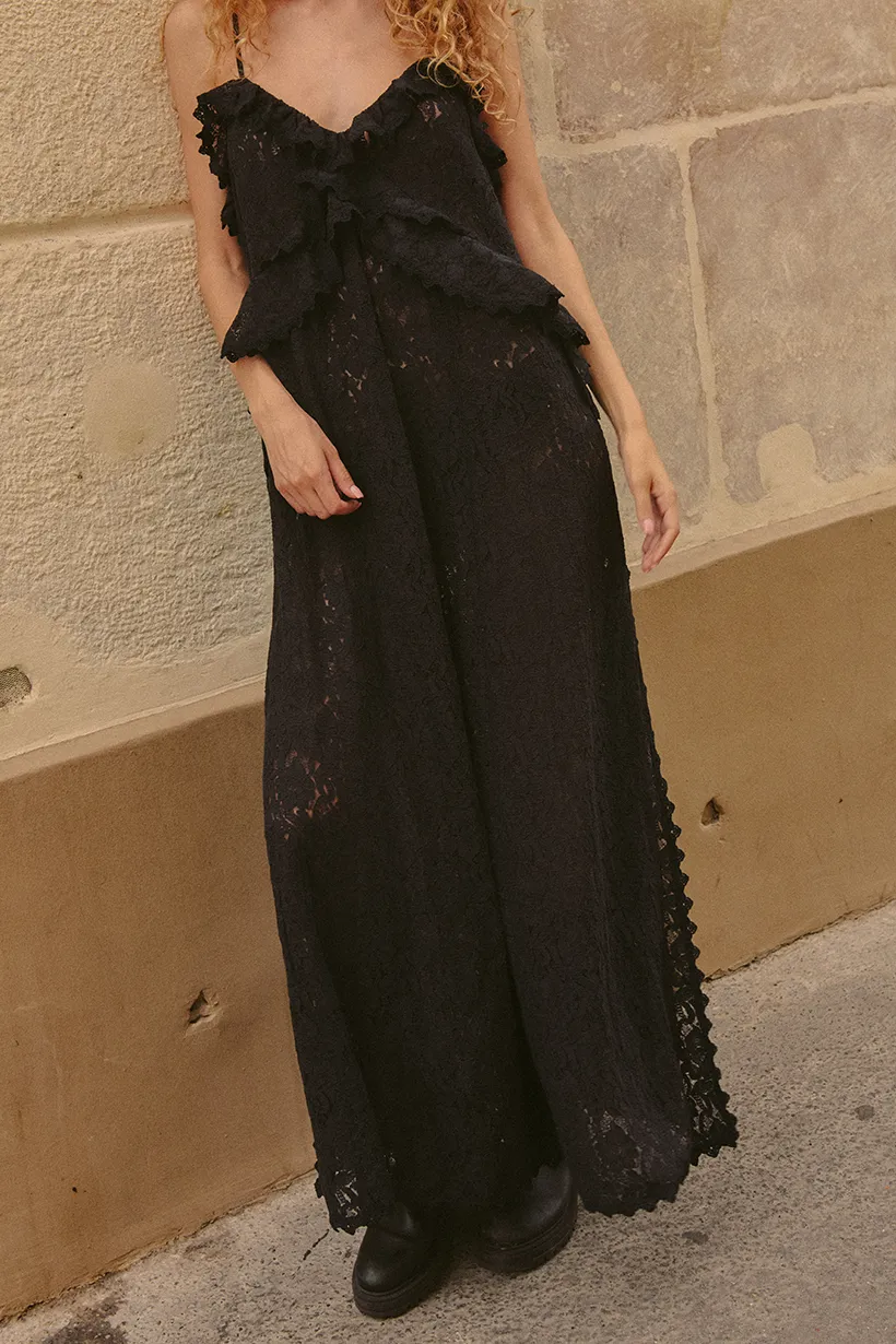 Lux Lisbon Lace Strappy Maxi Dress Bless Glow Comfy Fit