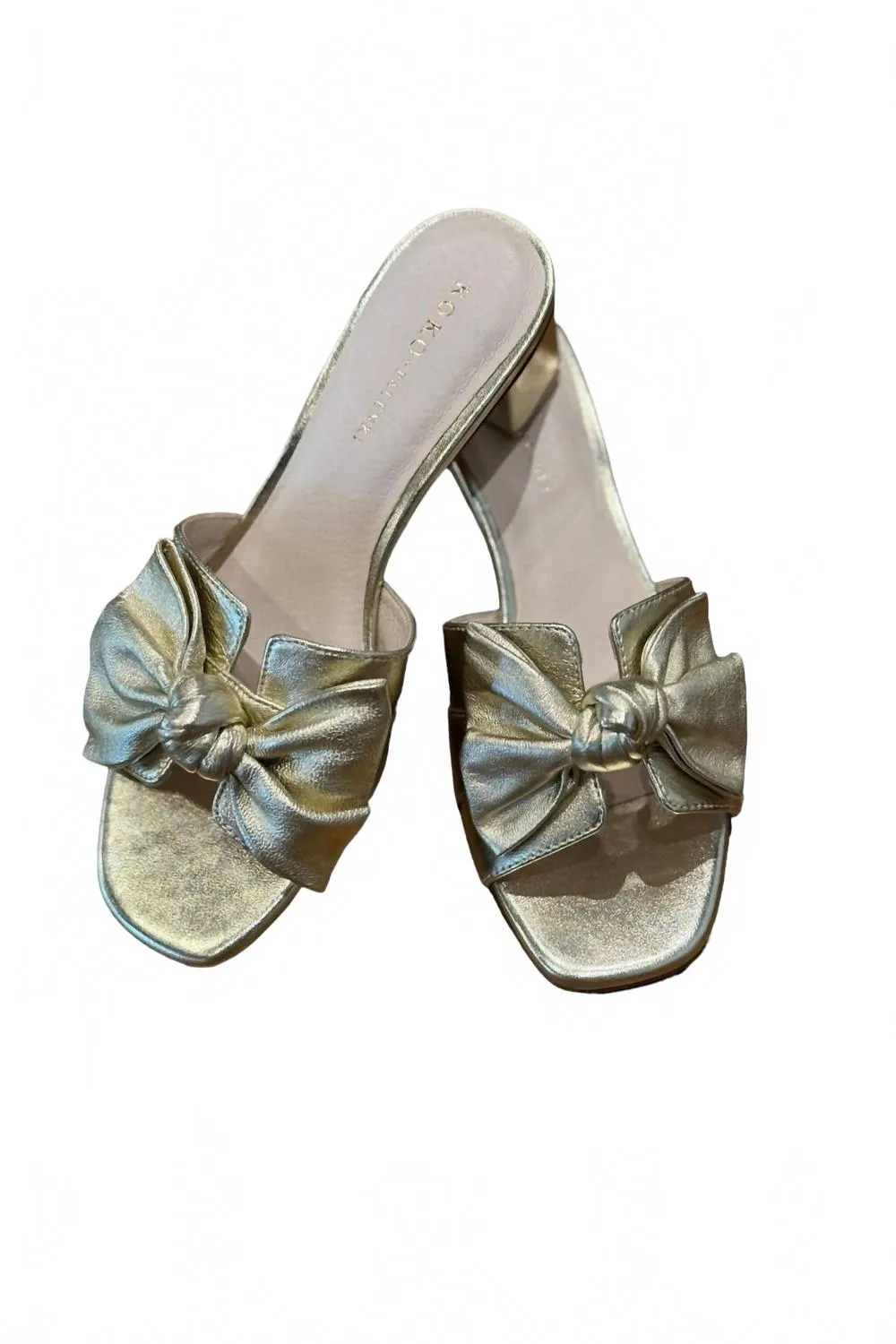 Women Sidney 2 Heels In Gold Leather PU midsole Vintage Style Heels