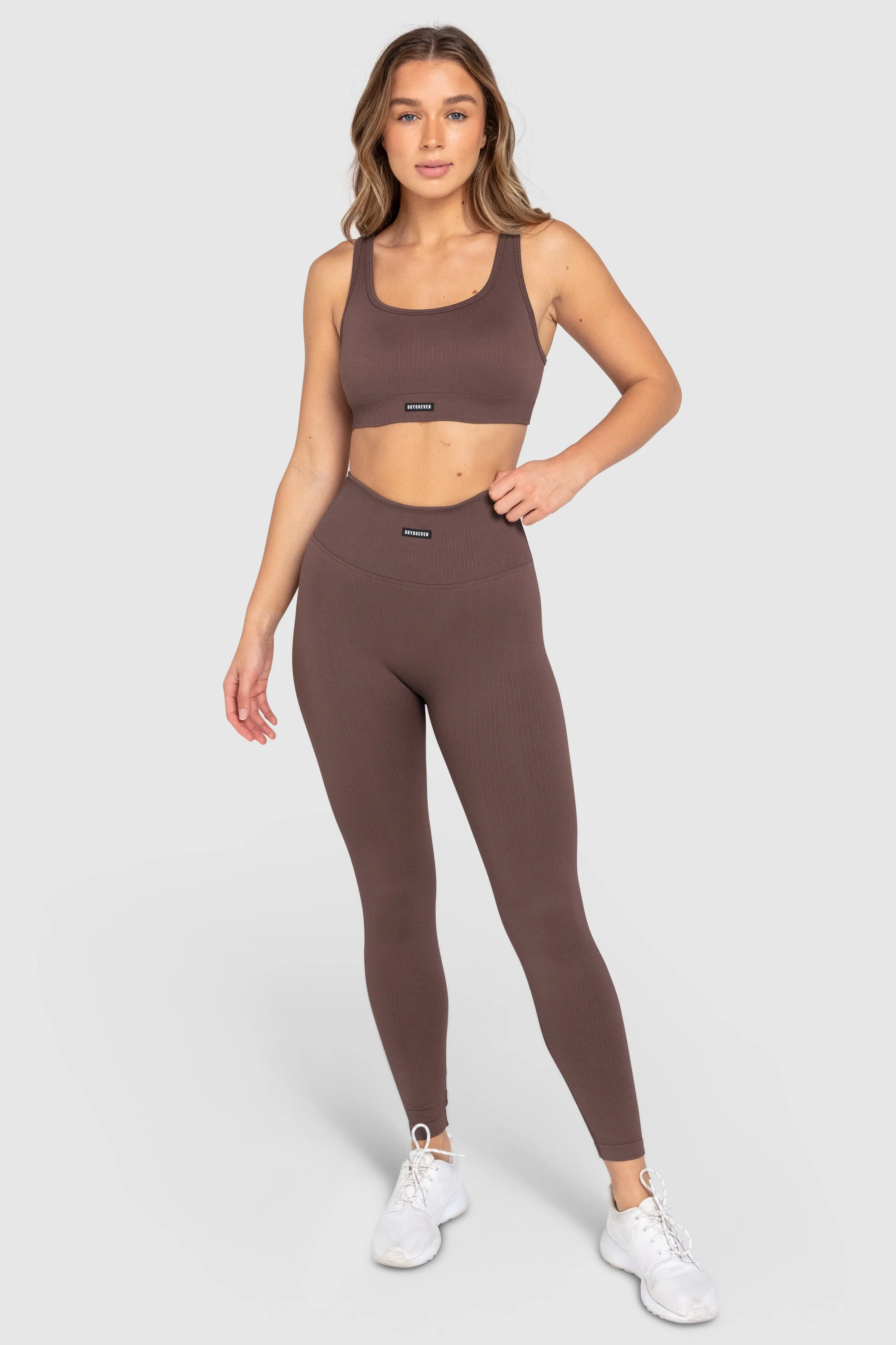 For Teens Thermal Warm Ribbed Seamless Leggings - Espresso Brown