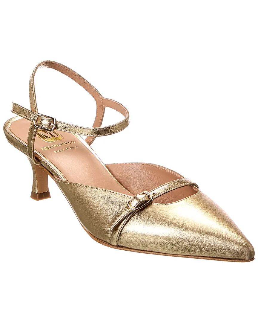 Closed Toe Chunky Heel M by Bruno Magli Roma Leather Pump