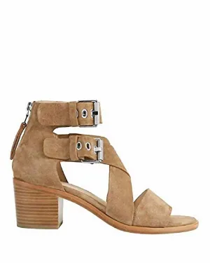 Glamorous Heels Madrid Suede Stacked Heel Sandals In Camel