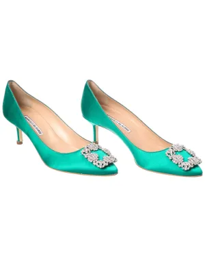 Training Open Toe Manolo Blahnik Hangisi 50 Satin Pump (Authentic Pre-Owned)