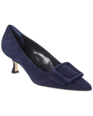 Manolo Blahnik Maysale 50 Suede Pump Simple Accent