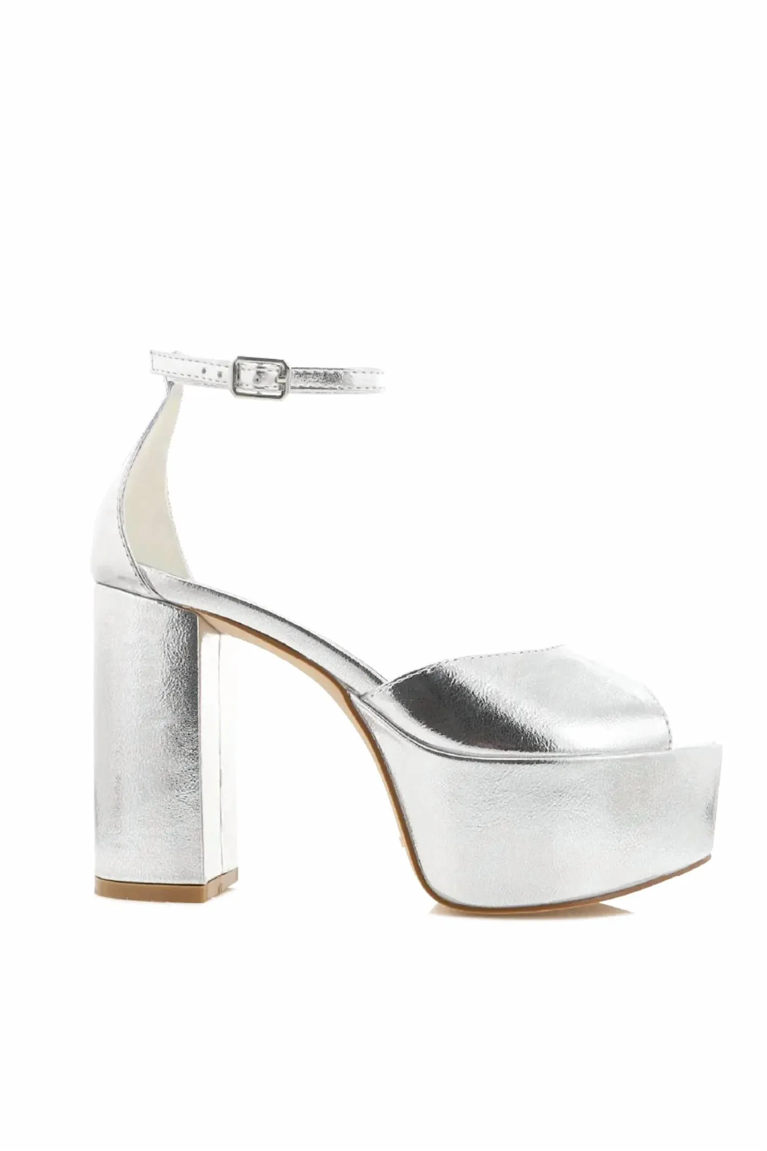 Romara Platform Heels In Silver Metallic Fall Fashion Pumps