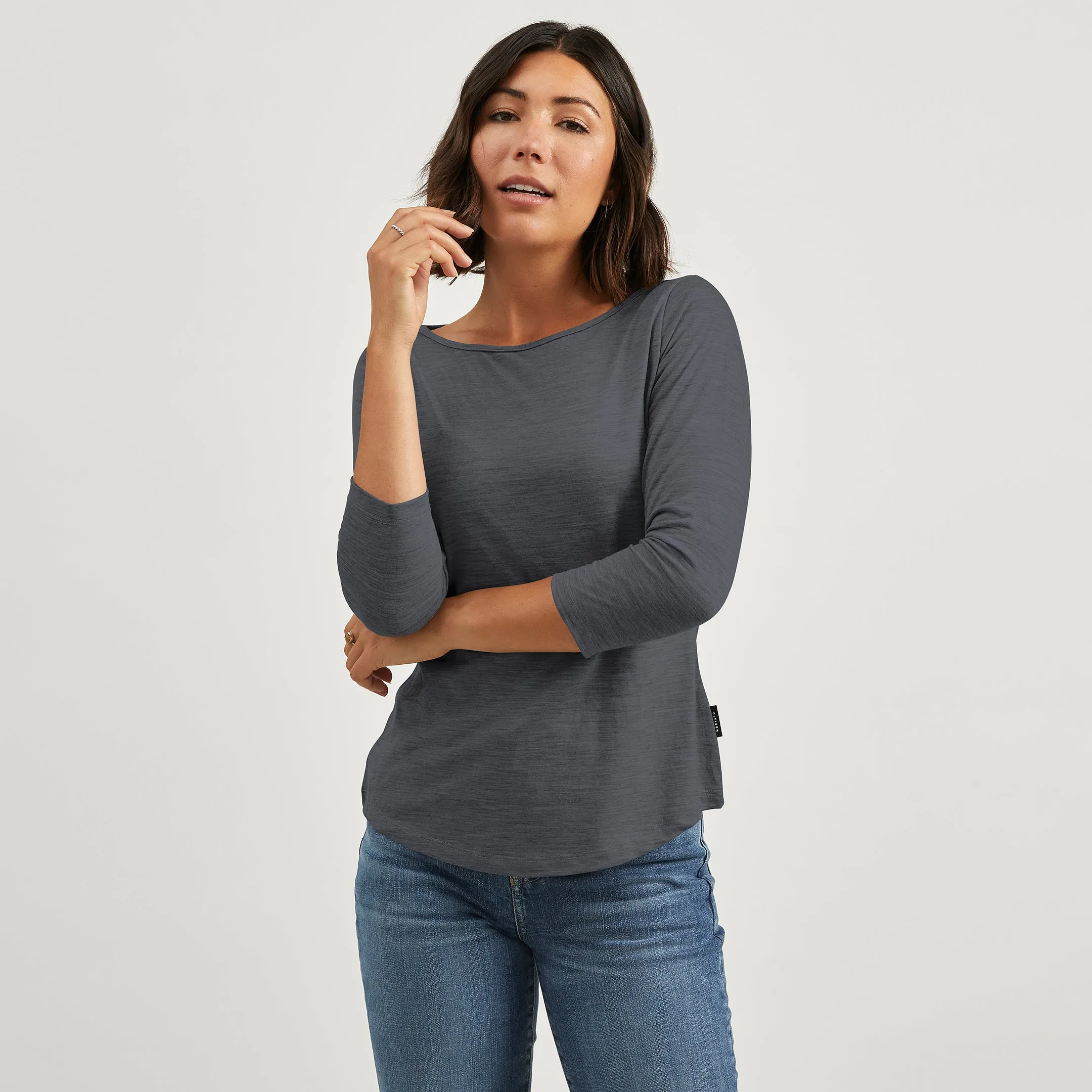 Garment Dyed Technique Summer Comfort Merino 3/4 Boat Tee