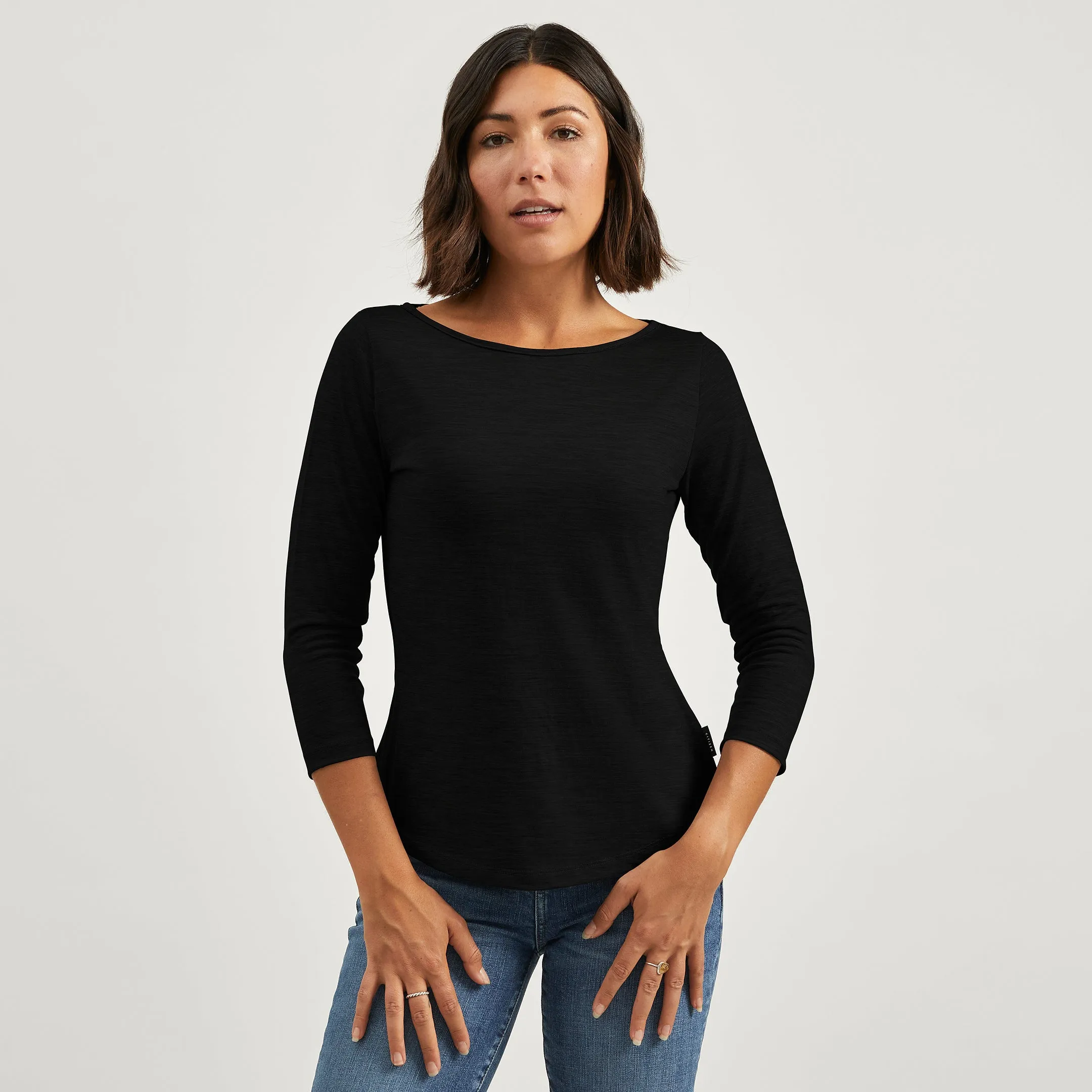 High Durability Weave Casual Comfort Wear Merino 3/4 Boat Tee