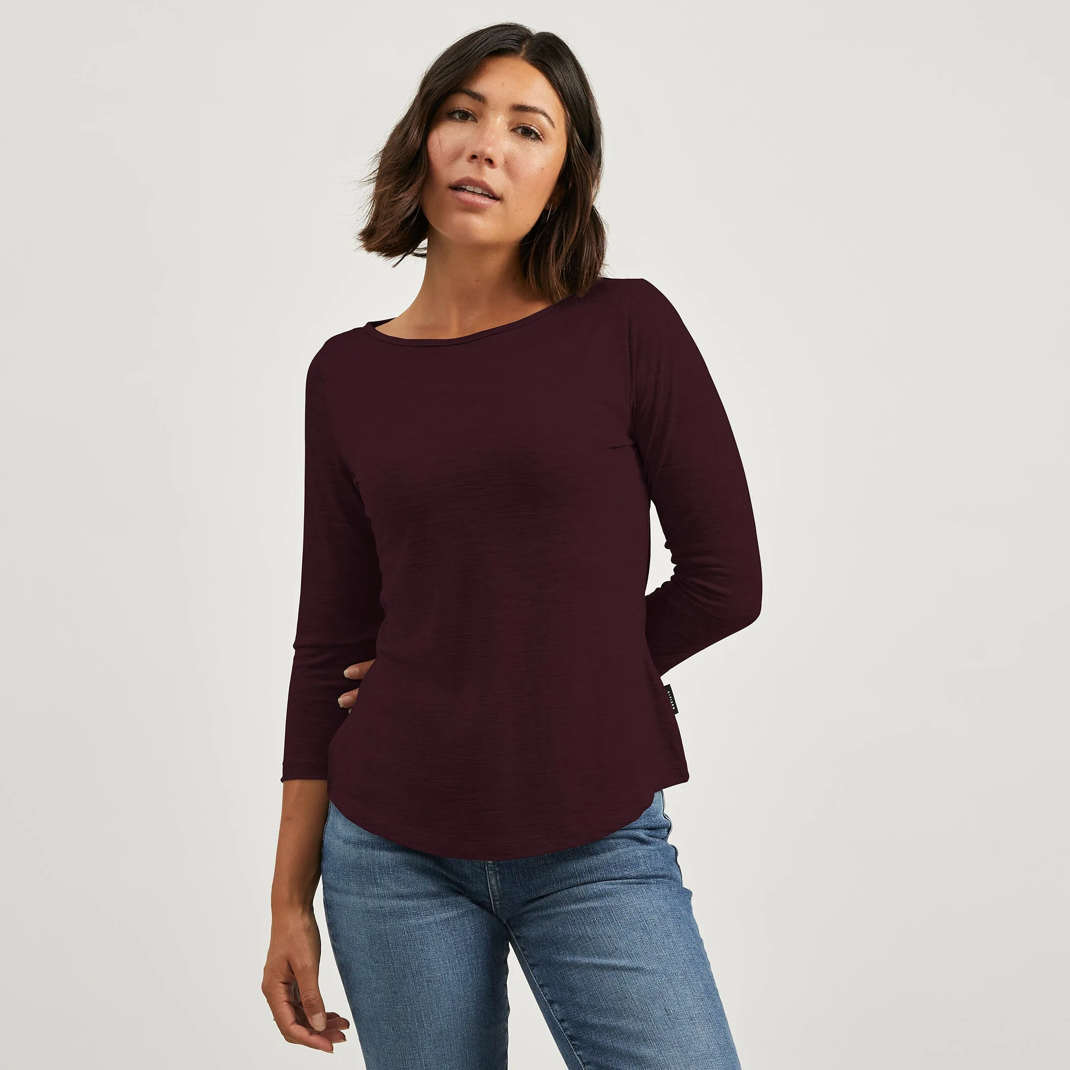 Stretchable Fabric Merino 3/4 Boat Tee